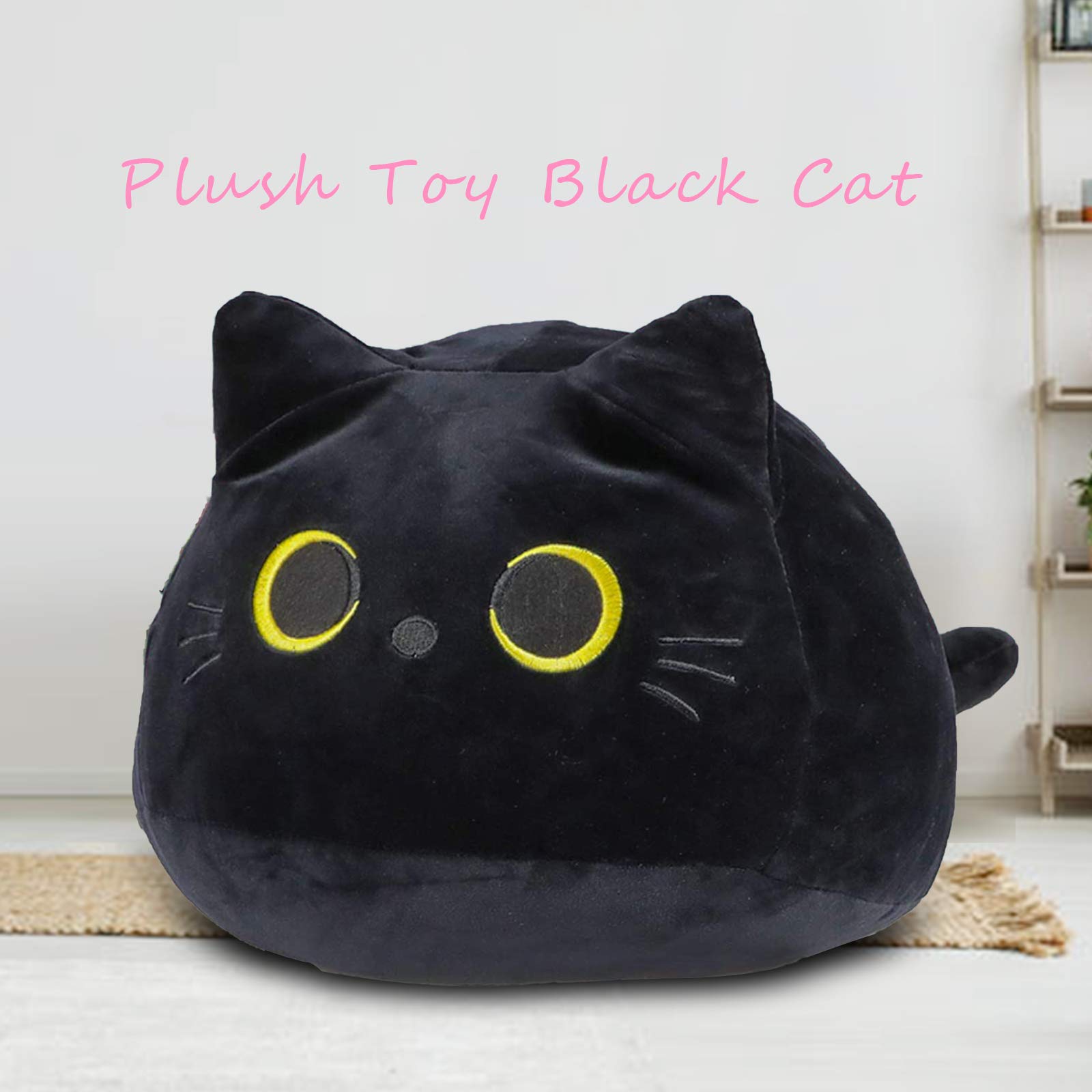 Soft Black Cat Plush Toy - Cute Cat-Shaped Pillow & Lumbar Support for Kids & Adults | Perfect Valentine's Gift, Birthday Present & Home Decor
