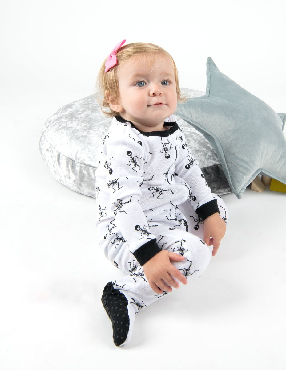 Halloween Kids Footed Skeleton Pajamas - Soft & Comfortable Costume Pajama Set for Boys & Girls - Perfect for Halloween Parties, Trick or Treating & Sleepovers
