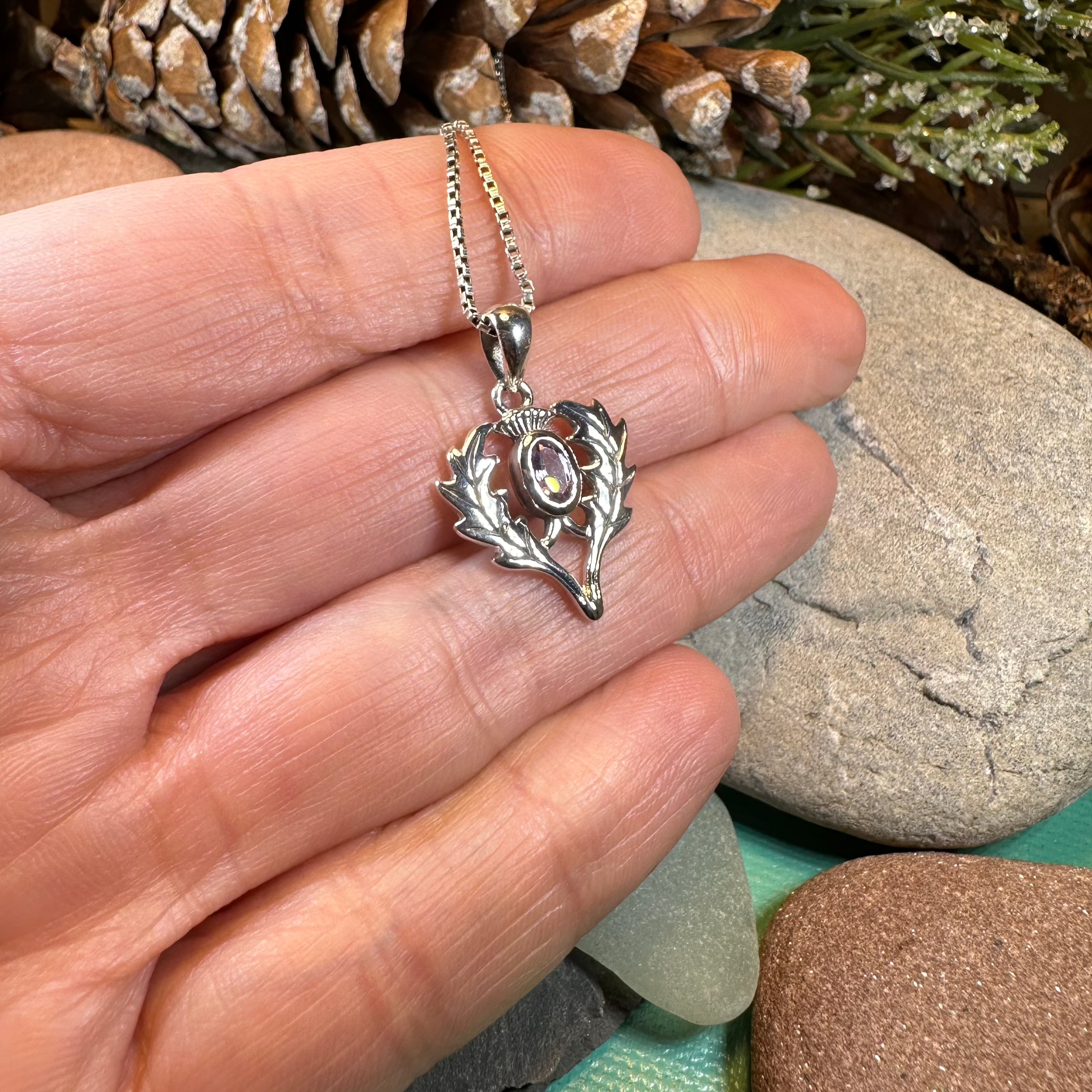 Argyll Thistle Necklace for Women - Scottish Thistle Pendant with Sterling Silver Chain - Perfect for Celtic Jewelry Lovers, Birthday Gifts & Special Occasions