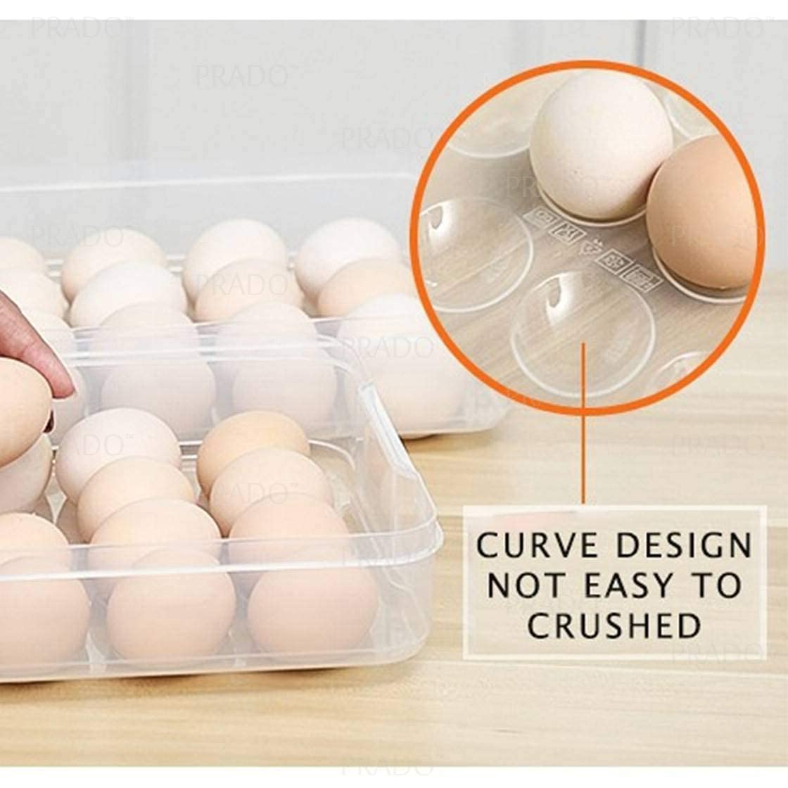Flipco 48-Cell Double Layer Plastic Egg Tray Organizer - Stackable Egg Holder Basket for Refrigerator Storage, Farm Fresh Eggs & Farmers Market Display