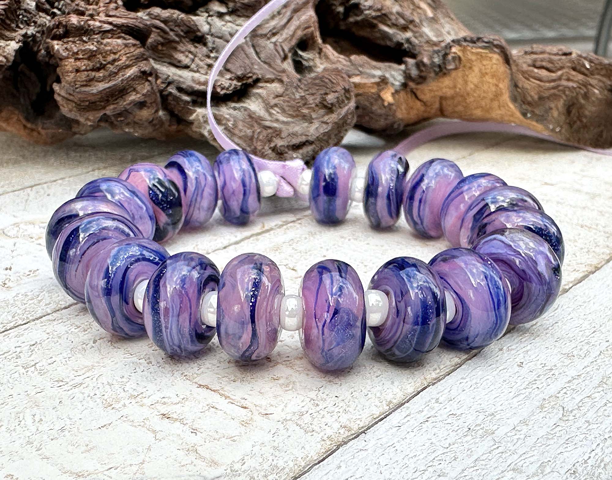 Handmade MTO Pink Blue Goldstone Lampwork Glass Beads for Jewelry Making, DIY Crafts, Bracelets & Necklaces - Perfect for Gifts & Home Decor