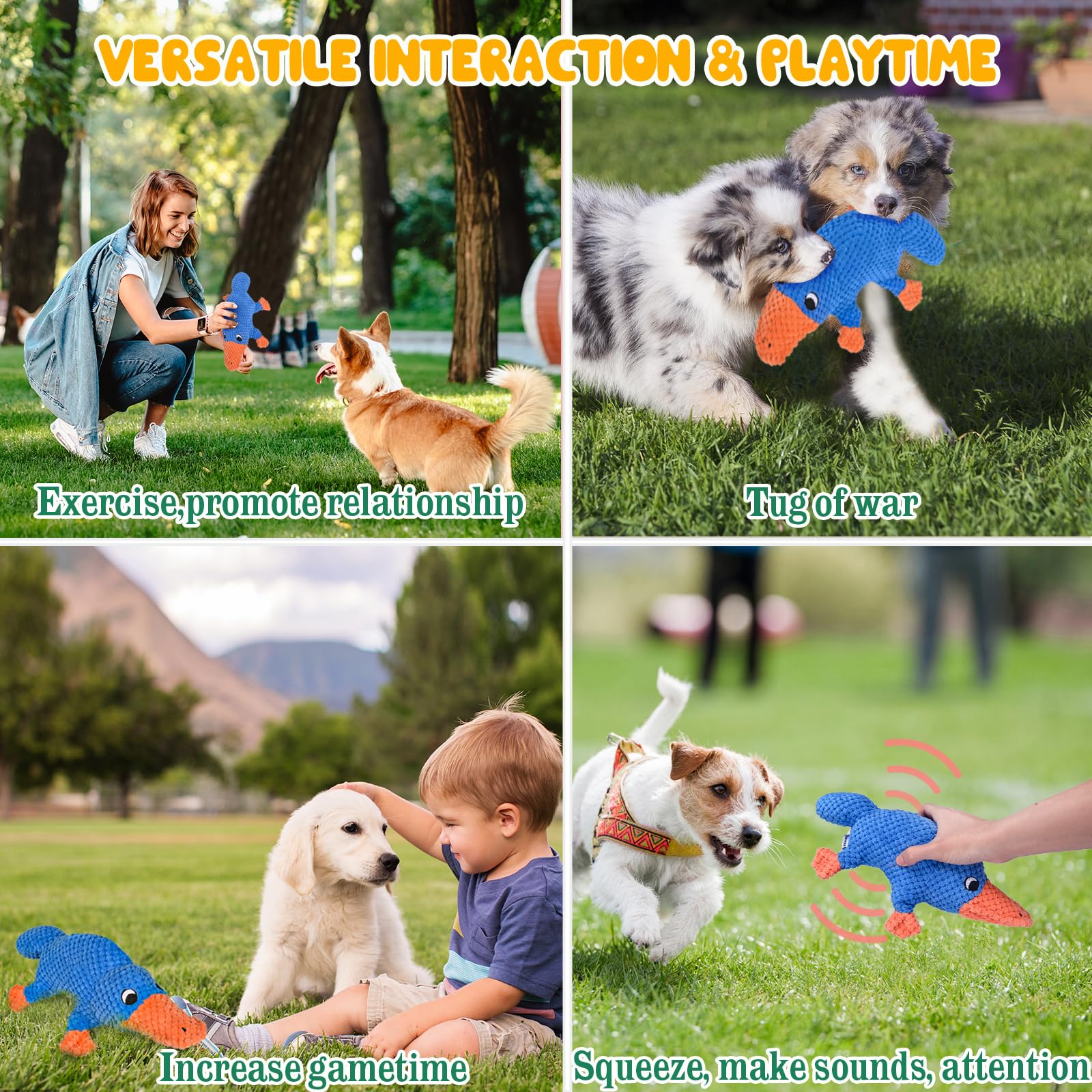 **Vitscan Squeaky Dog Toys for Aggressive Chewers – Large Breed Durable Plush Platypus Chew Toy for Big Dogs & Puppies – Tough Interactive Pet Toys for Small & Large Dogs – Perfect for Playtime, Training & Teething Relief**