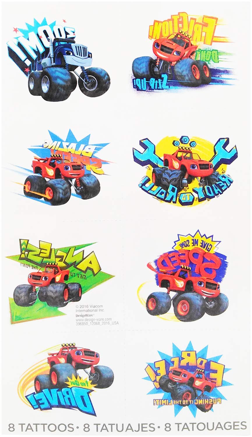 Blaze and the Monster Machines Temporary Tattoos for Kids - 24-Pack Fun Party Favors, Birthday Gifts, Goodie Bag Fillers | Perfect for Birthday Parties, School Events, and Playdates