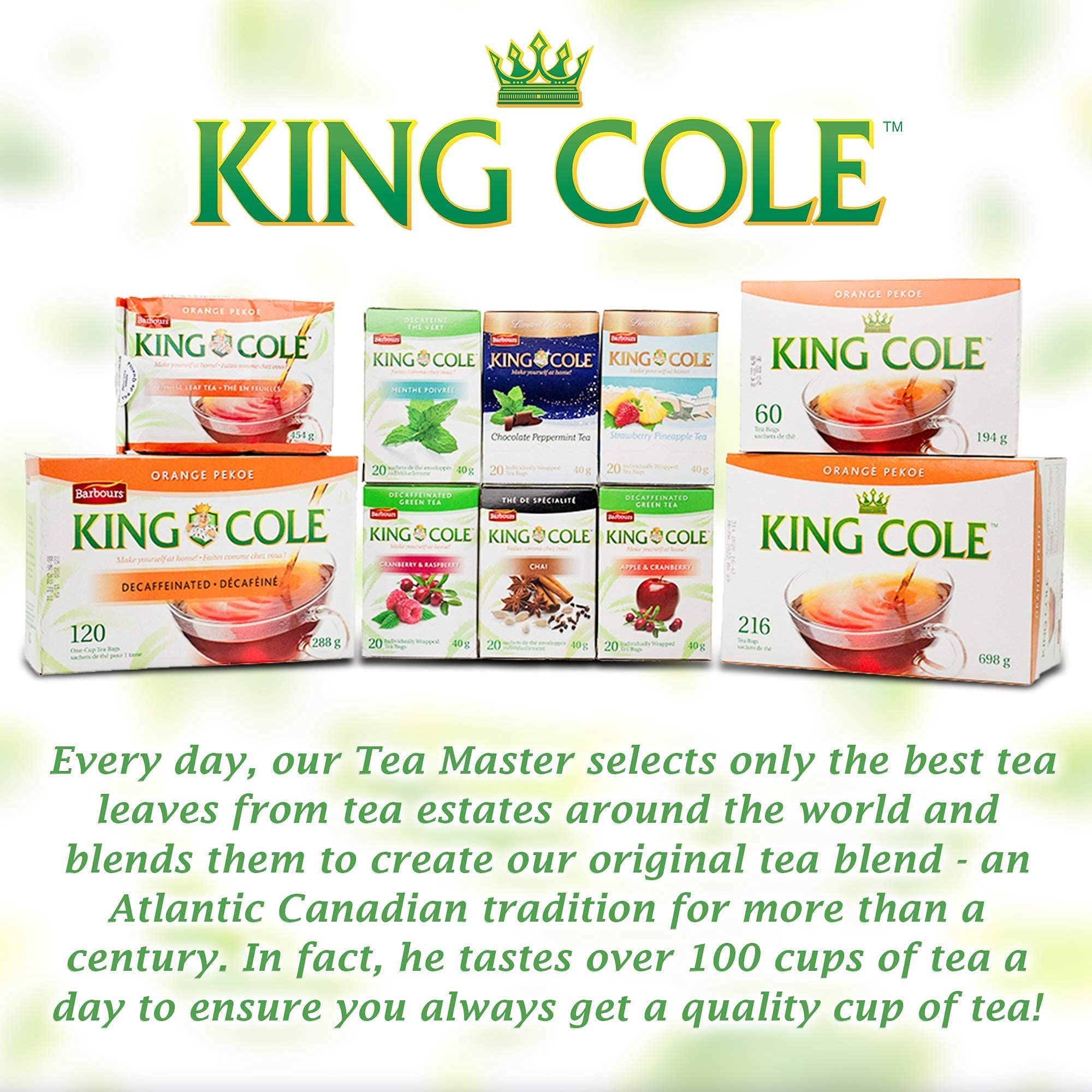Premium King Cole Orange Pekoe Tea Bags (60 Count) - High-Quality Loose Leaf Black Tea for Daily Brewing, Iced Tea & Relaxation - Orange Pekoe Tea Box