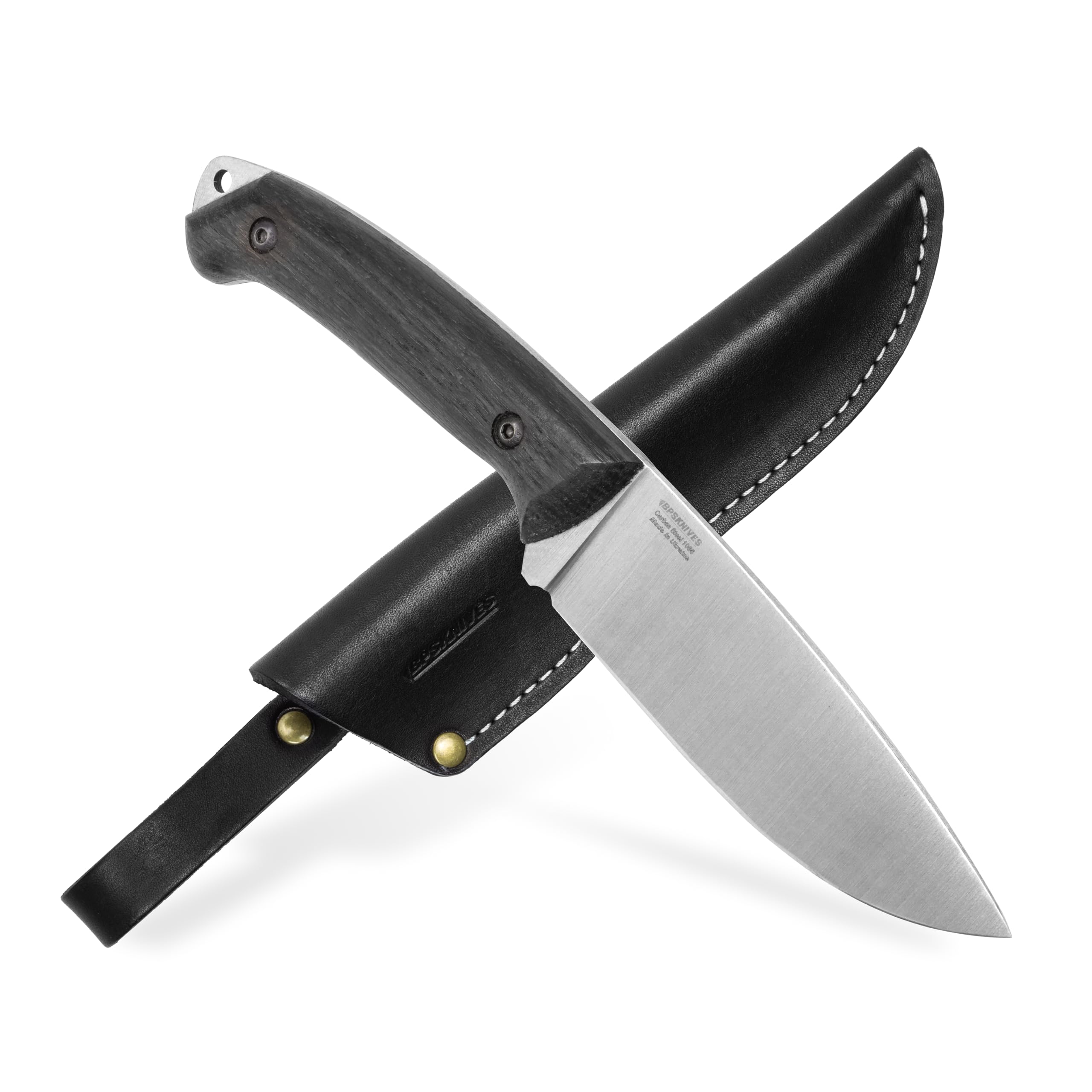 BPS Knives Savage - Full Tang Bushcraft Knife with Carbon Steel Blade & Leather Sheath - Outdoor Survival Tactical Knife for Camping, Hunting, Hiking - Durable Utility Knife for Wilderness Adventures