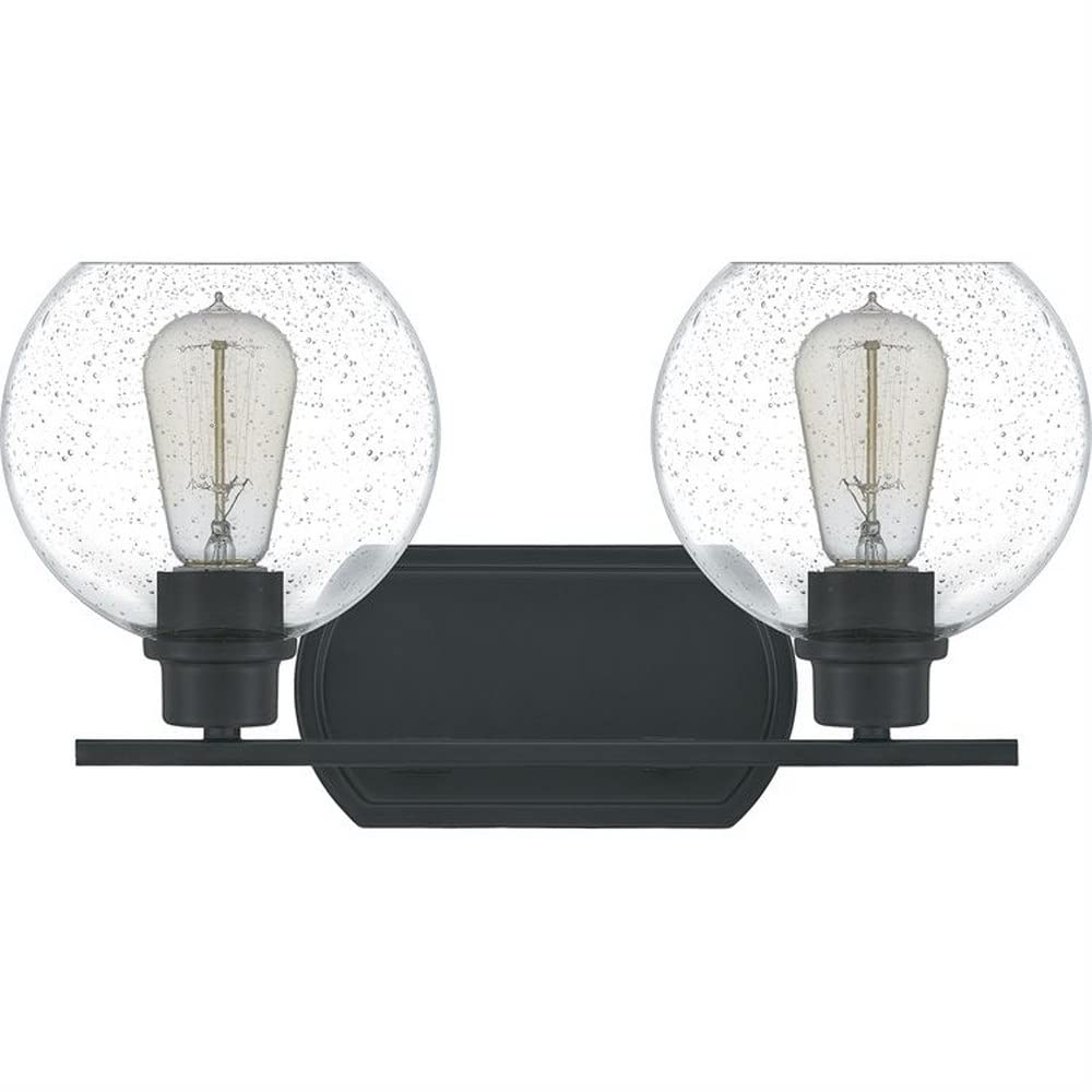 2-Light Transitional Vanity Light Fixture - Matte Black Bathroom Sconce with Clear Glass Shades - Perfect for Bathroom, Powder Room & Dressing Area Lighting - Model 71-Bel-3383659