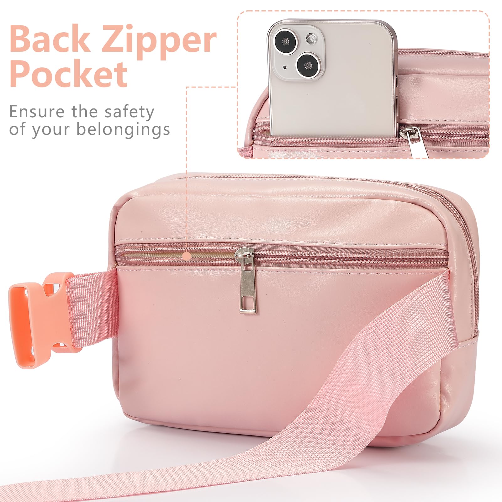 Women's Leather Belt Bag Fanny Pack with Monogram Initial (J) - Adjustable Strap Crossbody Waist Bag for Travel, Hiking & Daily Use - Perfect Gift for Women, Girls & Mom on Birthday, Christmas