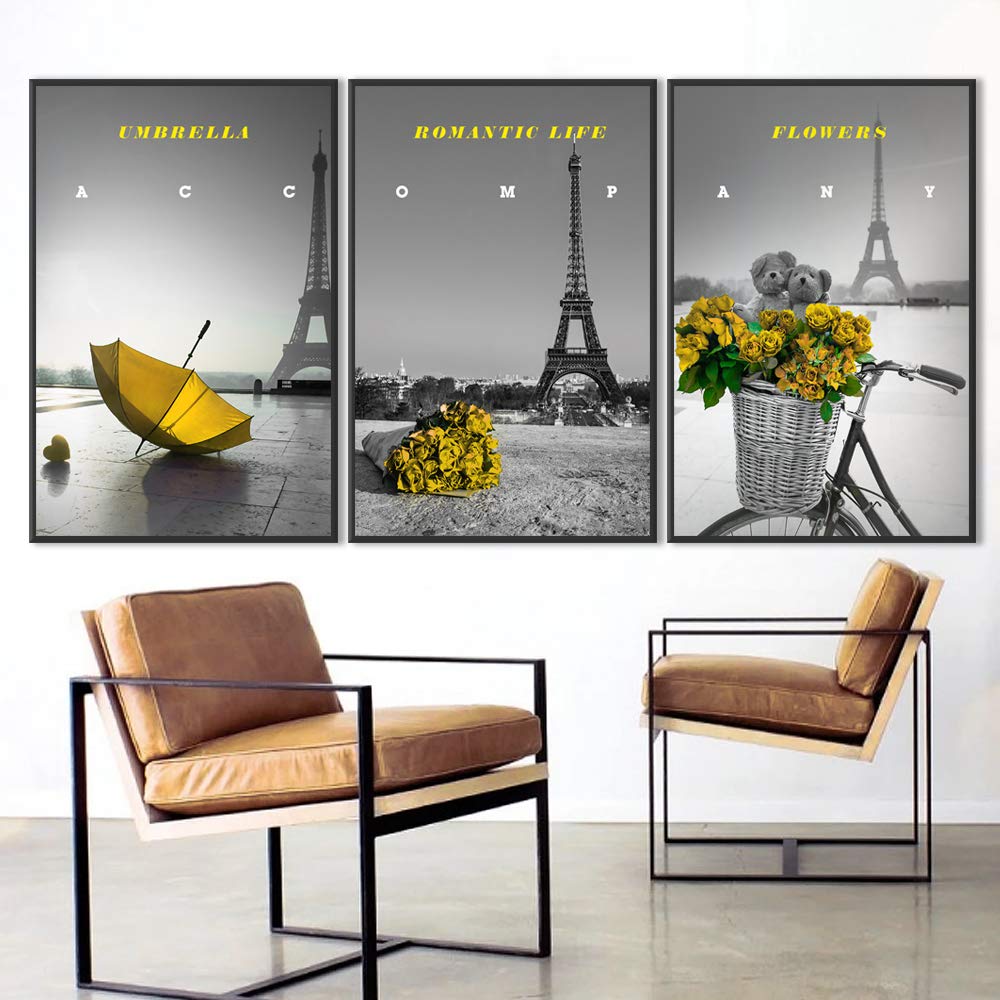 Wall26 3-Piece Framed Canvas Wall Art - Modern Cityscape Buildings Theme Print for Living Room & Bedroom Decor - Ready to Hang 24