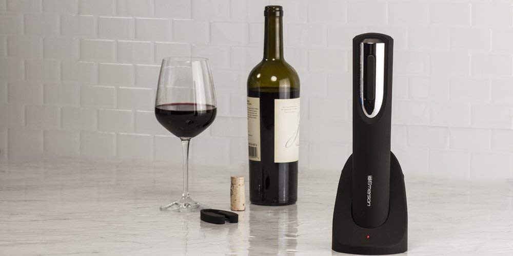 Emerson B061 Electric Wine Bottle Opener - Automatic Corkscrew with Foil Cutter, Compact 10.7
