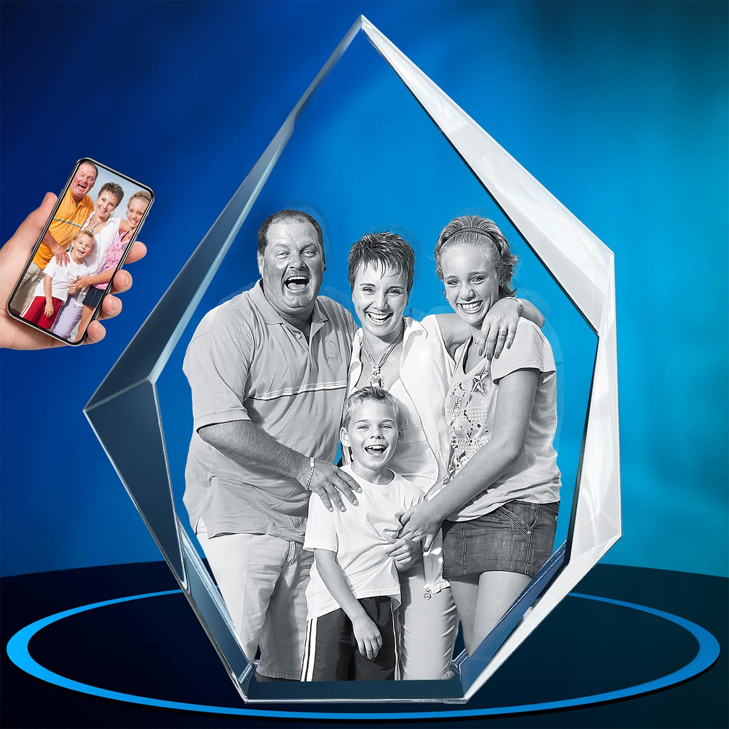 Personalized 3D Crystal Photo Gift - Custom Engraved Picture Keepsake for Her, Him, Wife, Husband, Couples | Anniversary, Wedding, Birthday Present | Perfect for Home Decor, Office Display & Romantic Surprises