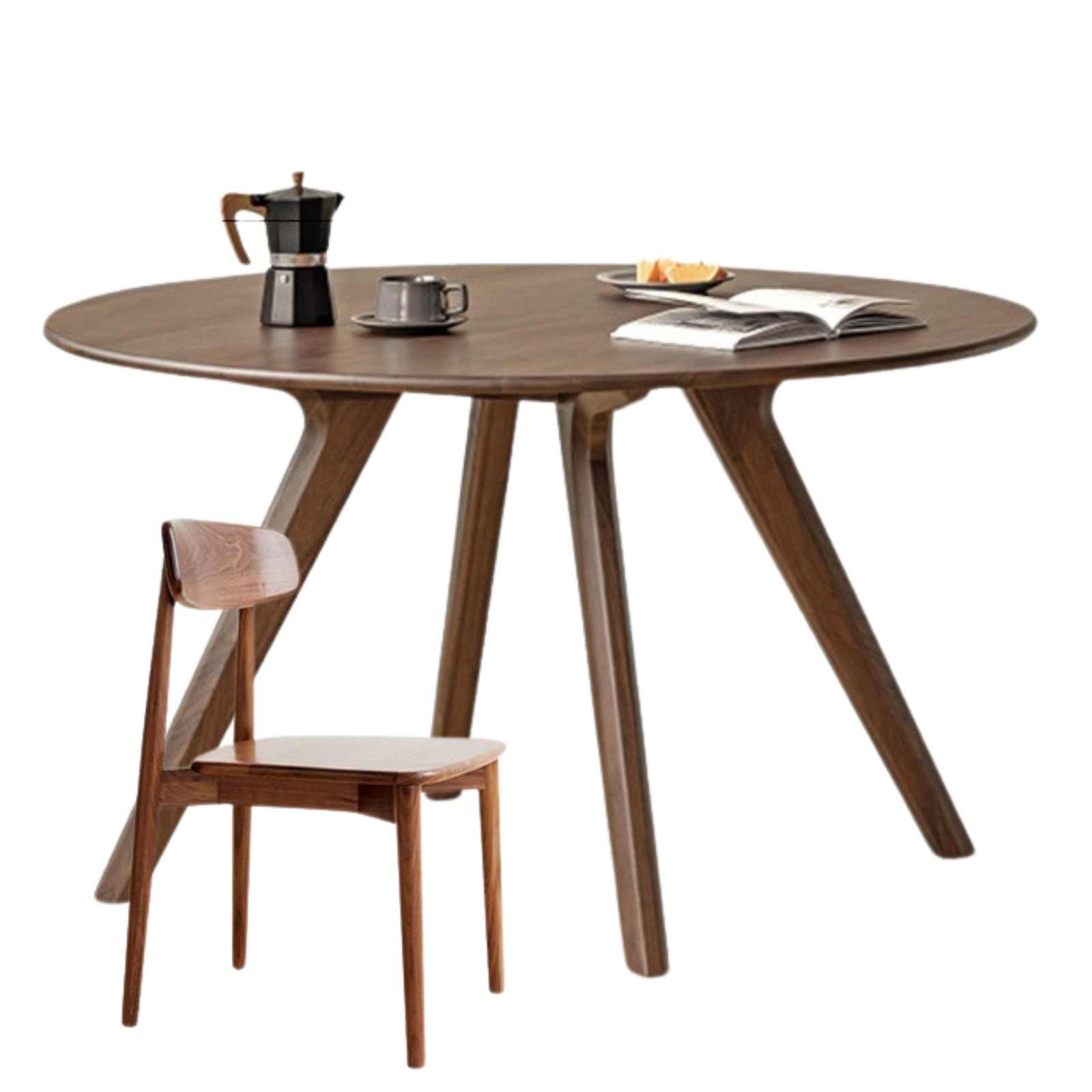 Premium Black Walnut Solid Wood Round Dining Table - Vintage Farmhouse Style for Dining Room, Kitchen, and Entertaining Areas