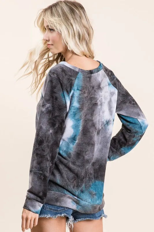 BiBi Tie Dye Sweater Knit Top for Women | Trendy Boho Chic Pullover | Perfect for Fall Fashion, Casual Outings & Cozy Layering