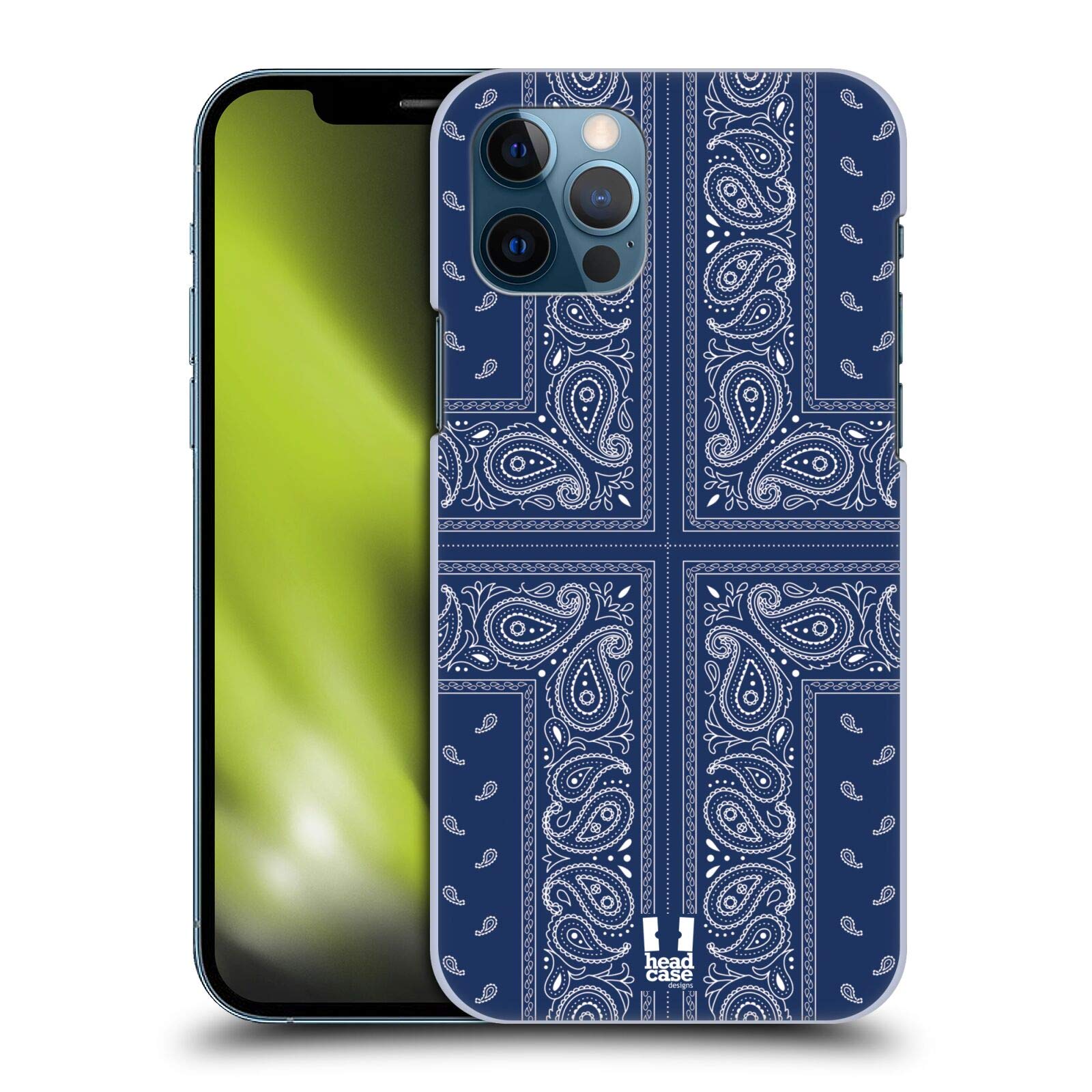 Head Case Designs Cross Blue Classic Paisley Bandana Hard Back Phone Case - Compatible with Apple iPhone 12 & iPhone 12 Pro - Protective Cover for Everyday Use & Outdoor Activities