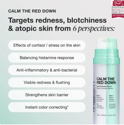iNNBEAUTY Project Calm The Red Down Dual-Chamber Serum - 1.7 fl oz Redness Relief & Skin Barrier Repair Treatment | Hypoallergenic, Fragrance-Free | For Sensitive, Irritated Skin & Rosacea Care
