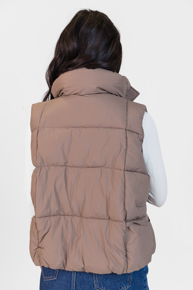 Won Me Over Mushroom Oversized Puffer Vest - Winter Warm Quilted Jacket for Women | Cozy Outdoor Hiking & Casual Streetwear Fashion