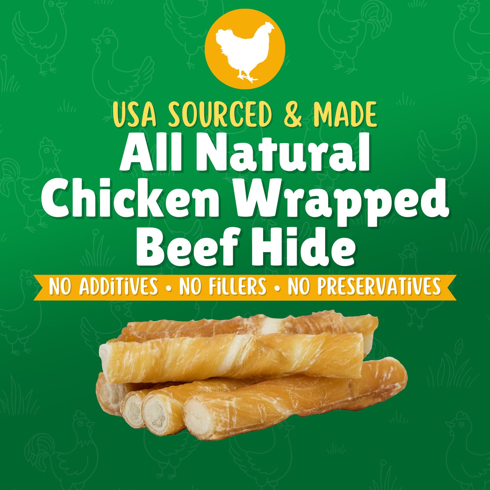 Premium Chicken Wrapped Rawhide Dog Chews - All Natural, Long-Lasting Dog Treats for Small & Toy Breeds - Made in USA, No Preservatives - 150 Count - Perfect for Training, Rewards & Dental Health