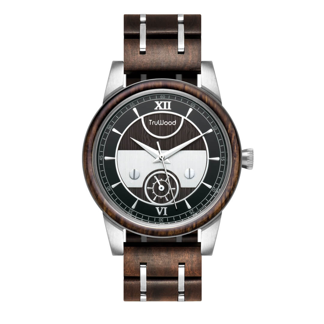 Truwood Voyager Silver Wooden Watch for Men - Stylish Eco-Friendly Wood Watch - Perfect for Casual, Business & Outdoor Adventures