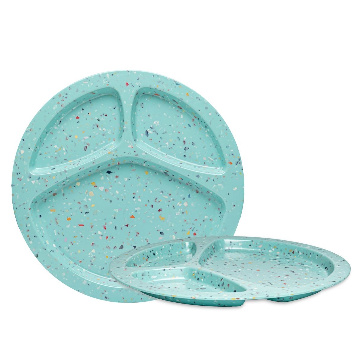 2-Piece Confetti Divided BBQ Plates Set - Green - Perfect for Outdoor Grilling, Picnics, and Party Serving