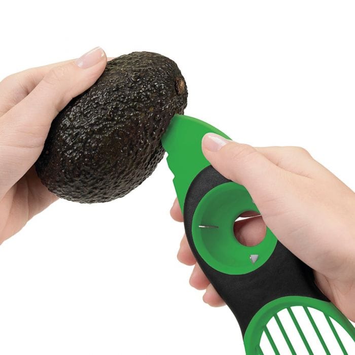 OXO 3-in-1 Avocado Slicer Tool - Stainless Steel Kitchen Gadget for Pitting, Slicing and Dicing - Perfect for Salads, Sandwiches & Guacamole Prep