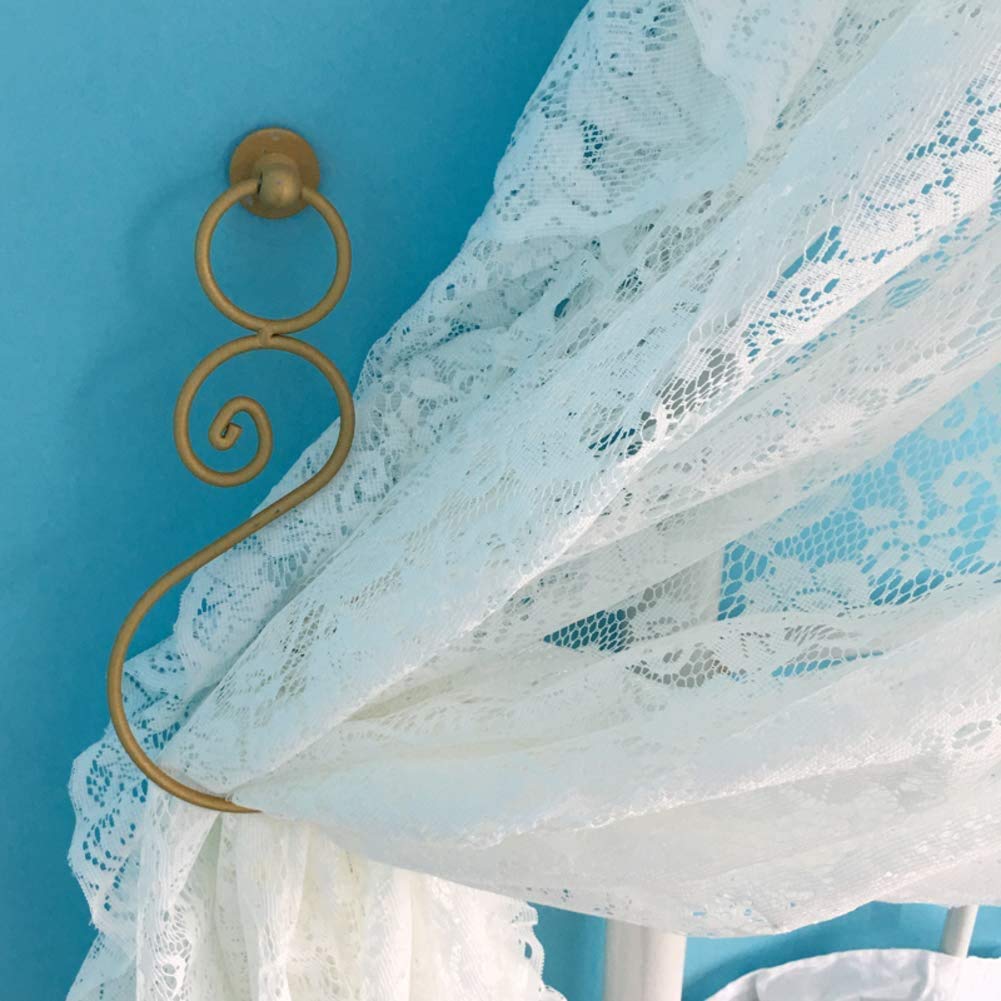 Princess Dome Bed Canopy with Double Lace Trim - Mosquito Net for Girls Room, Easy Install Hanging Bed Tent for Romantic Bedroom Decor & Sleep Protection
