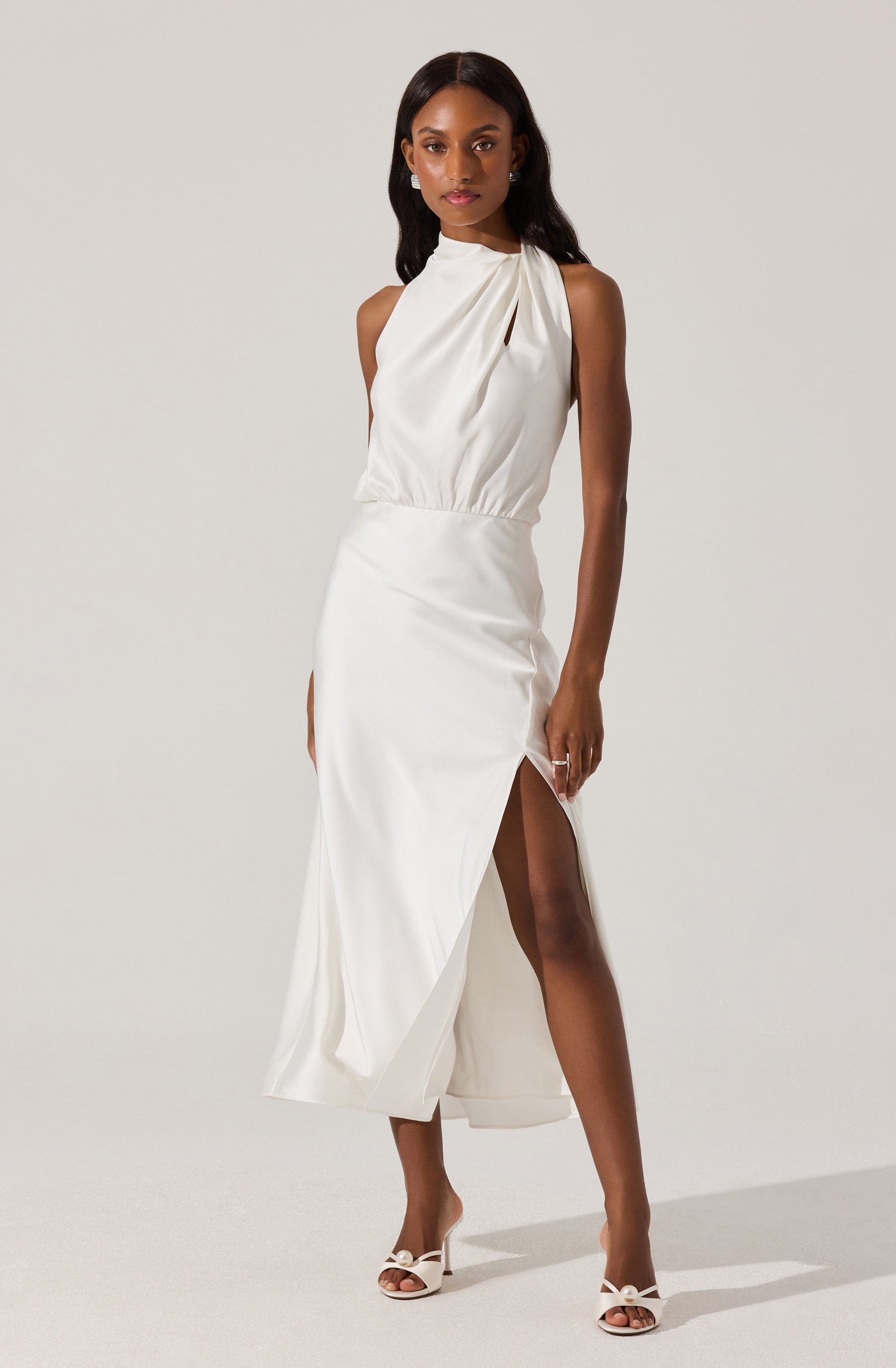 Jelyn Satin Midi Dress for Women - Elegant Party & Cocktail Evening Wear - Perfect for Weddings, Date Nights & Special Occasions