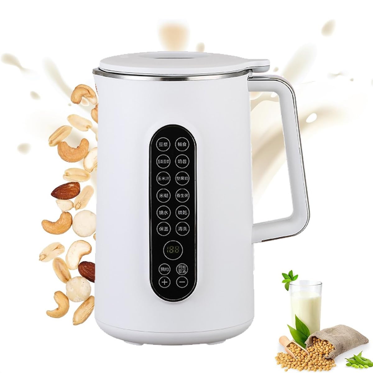 Premium 8-in-1 Electric Nut Milk Maker Machine - 1200ml Automatic Almond & Soy Milk Blender with 12h Delay, Keep Warm & Auto Clean | Perfect for Vegan, Keto & Dairy-Free Lifestyles | Home Kitchen & Healthy Breakfast Essential