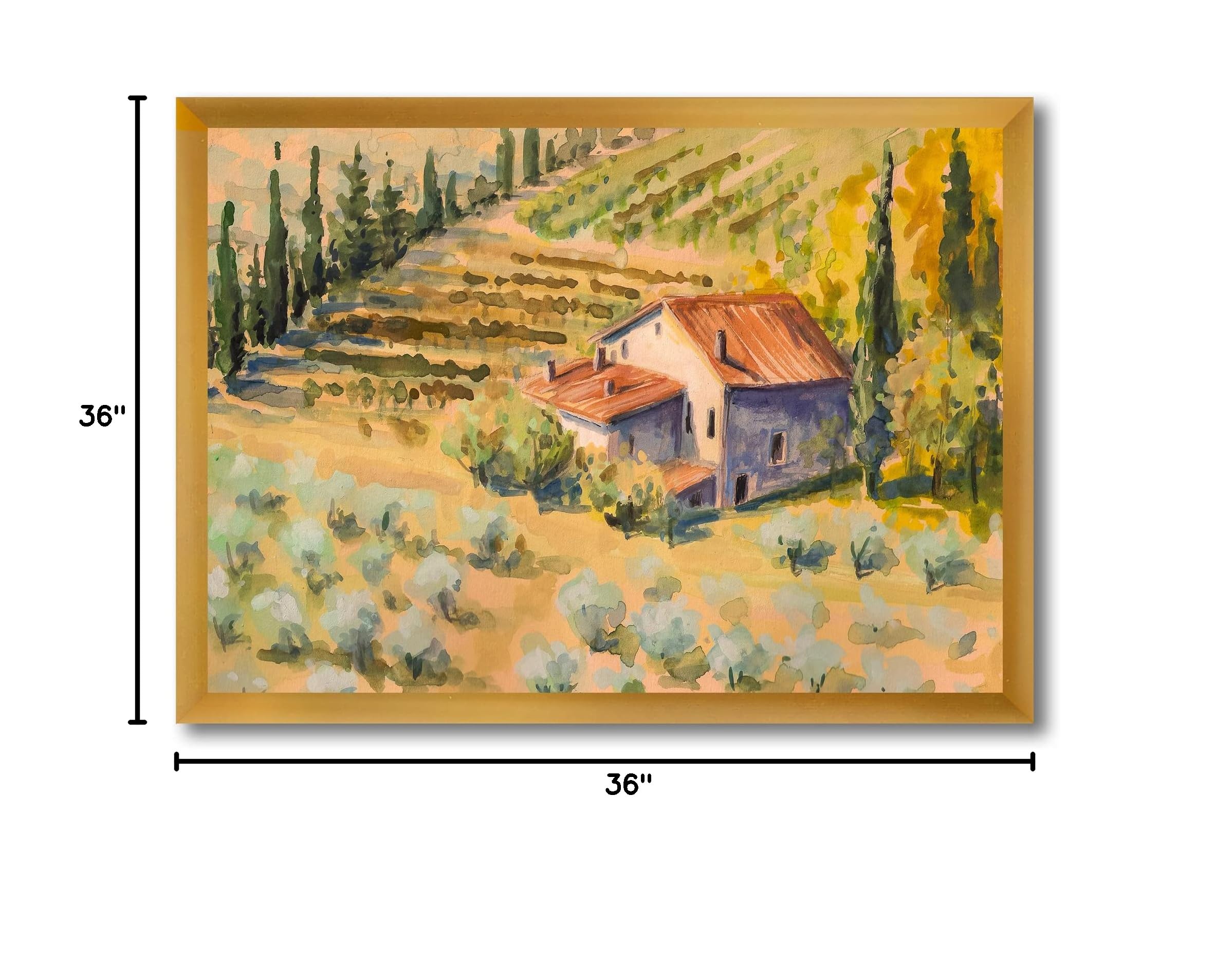 DesignQ Little Farm In Countryside Framed Wall Art - Rustic Country Farmhouse Decor for Living Room, Bedroom & Kitchen