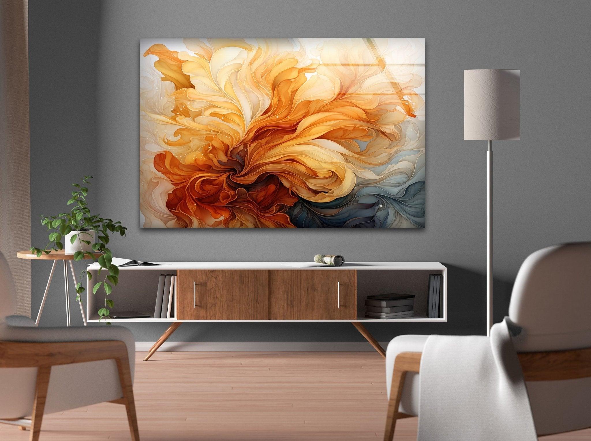 Abstract Love Glass Wall Art - Modern Home Decor for Living Room, Bedroom & Office - Handmade Glass Artwork for Gifts & Interior Design