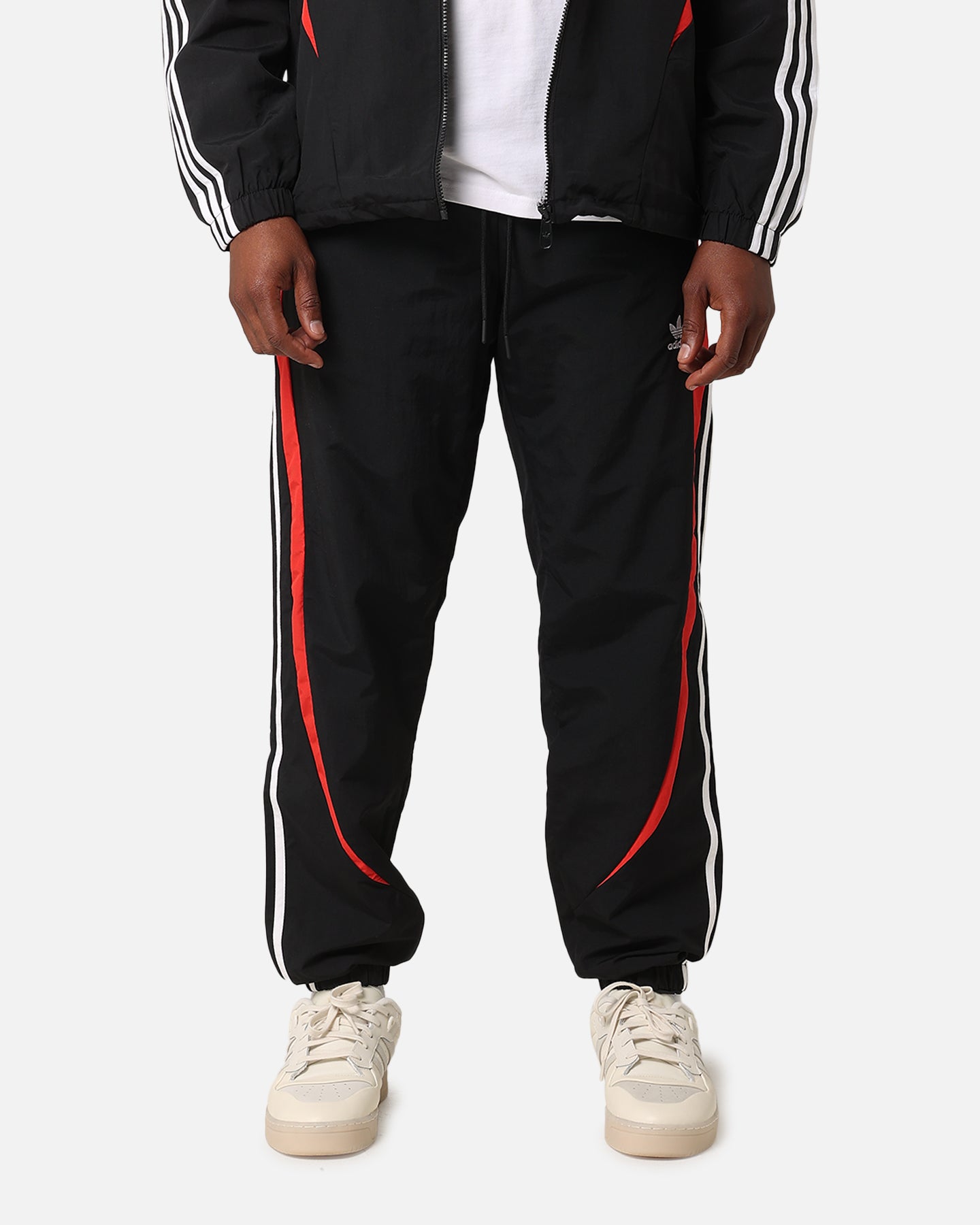 Adidas Archive Pants for Men - Black/Red Athletic Joggers with Tapered Fit - Perfect for Running, Gym Workouts & Casual Streetwear