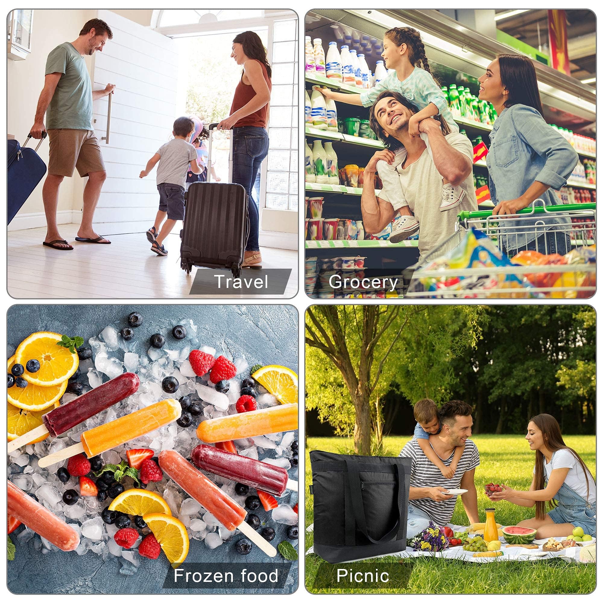 BeeGreen Insulated Cooler Bag - Leakproof Freezer Tote for Groceries, Thermal Food Delivery & Picnic Lunch - Perfect for Grocery Shopping, Beach Trips & Outdoor Adventures