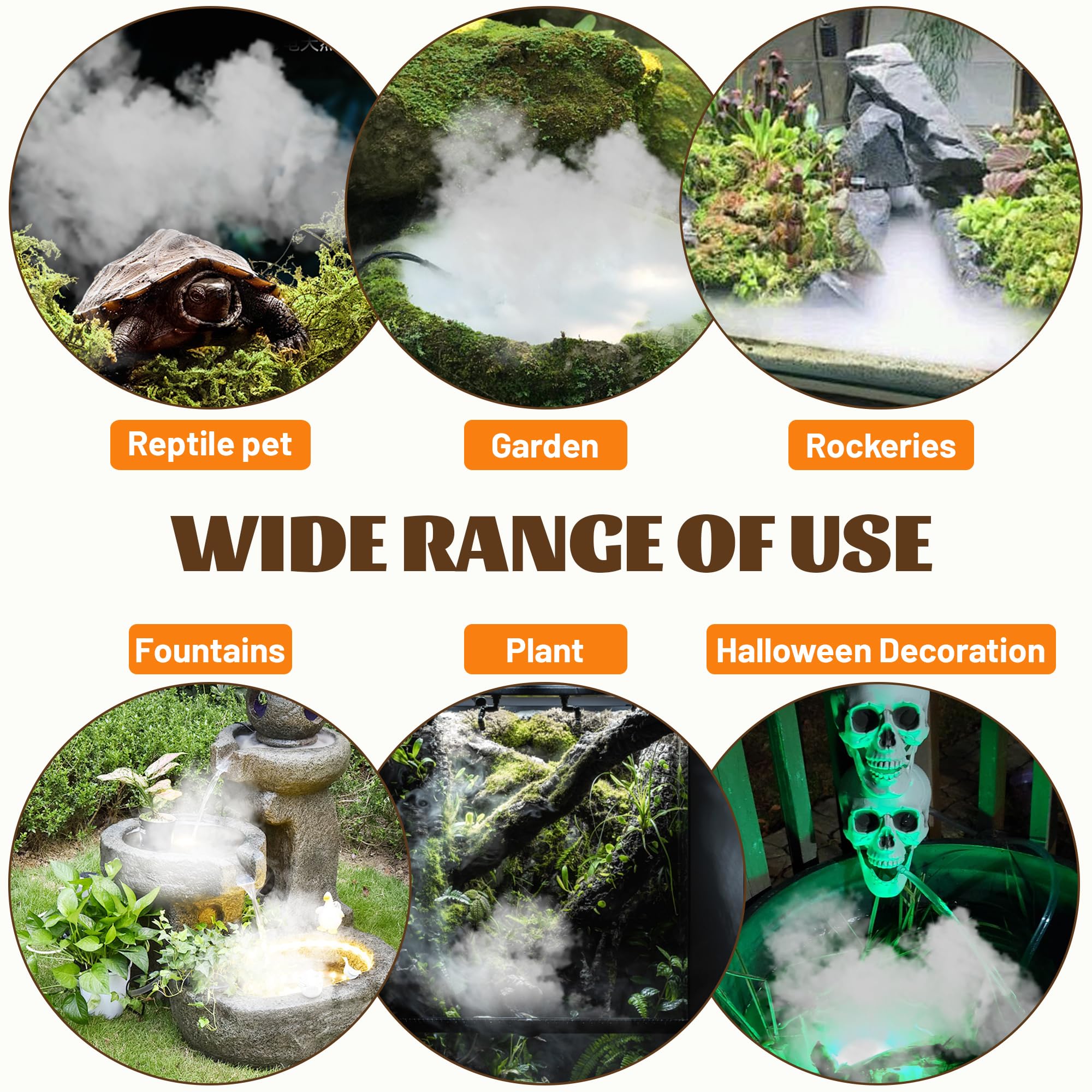 Mini Fountain Mister with 4 LED Lights - Indoor/Outdoor Fogger & Halloween Cauldron Mist Maker (White) | Perfect for Home Decor, Garden Parties, and Spooky Halloween Displays
