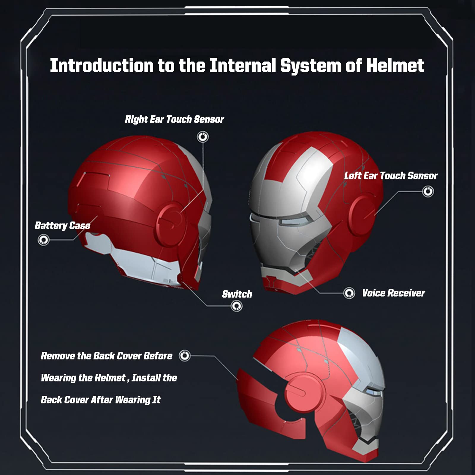 Helmet Man MK5 1:1 Scale Cosplay Mask - Electronic Open/Close with Voice Control & Touch Sensor for Adult Superhero Movie Role-Playing | Perfect for Comic Con, Halloween Costumes & Cosplay Events