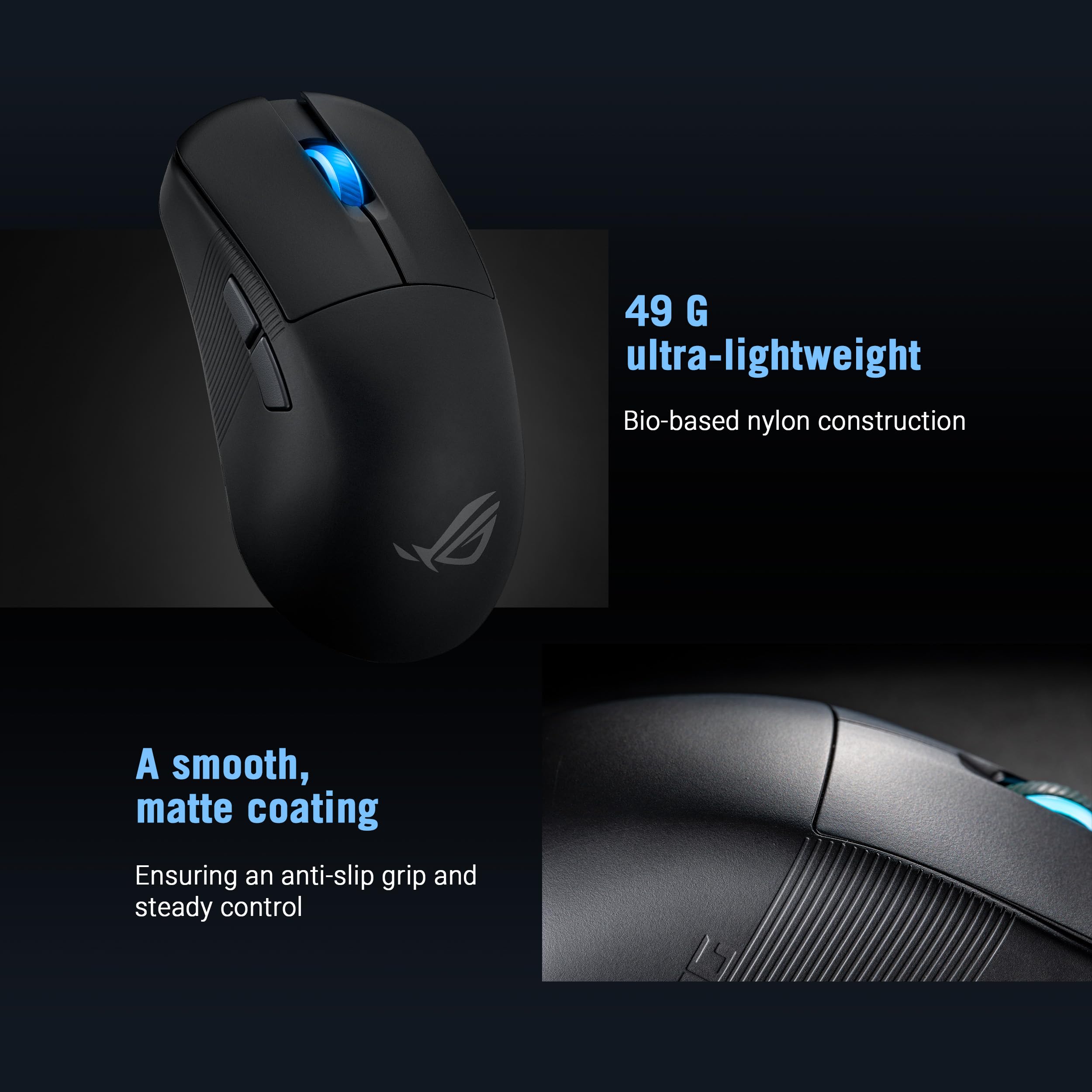ASUS ROG Harpe Ace Mini Wireless Gaming Mouse - 49g Ultra Lightweight, 42K DPI AimPoint Pro Optical Sensor, Optical Micro Switches, ROG Polling Rate Booster - Perfect for Esports, FPS Gaming & Professional Use (Small/Medium Size, Black) - Ideal for Competitive Gaming, Office Work & Travel Setup