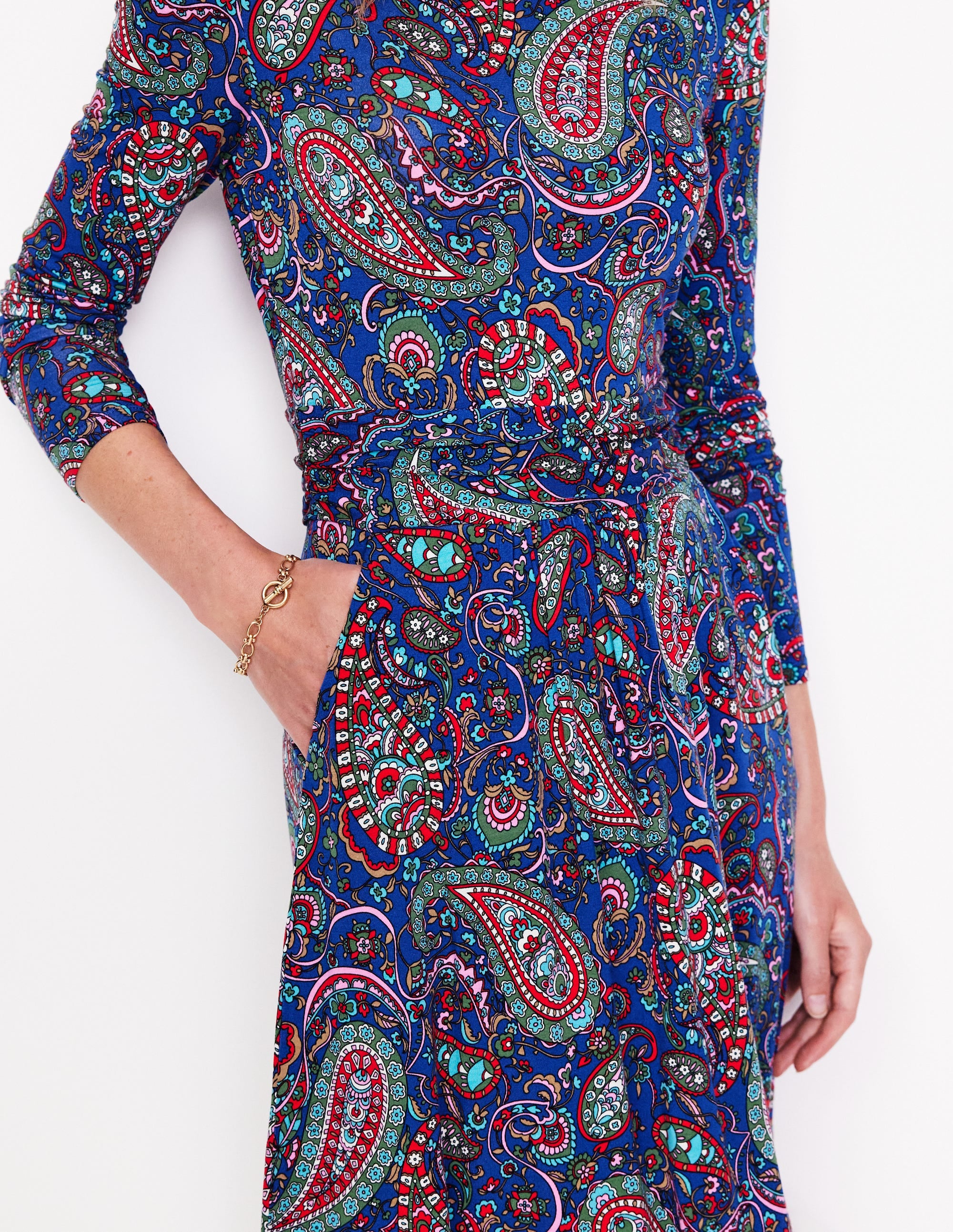 Amelie Long Sleeve Dress - Blue Jay & Paisley Paradise Floral Print Women's Casual Dress for Spring/Summer, Perfect for Office, Date Night & Outdoor Events