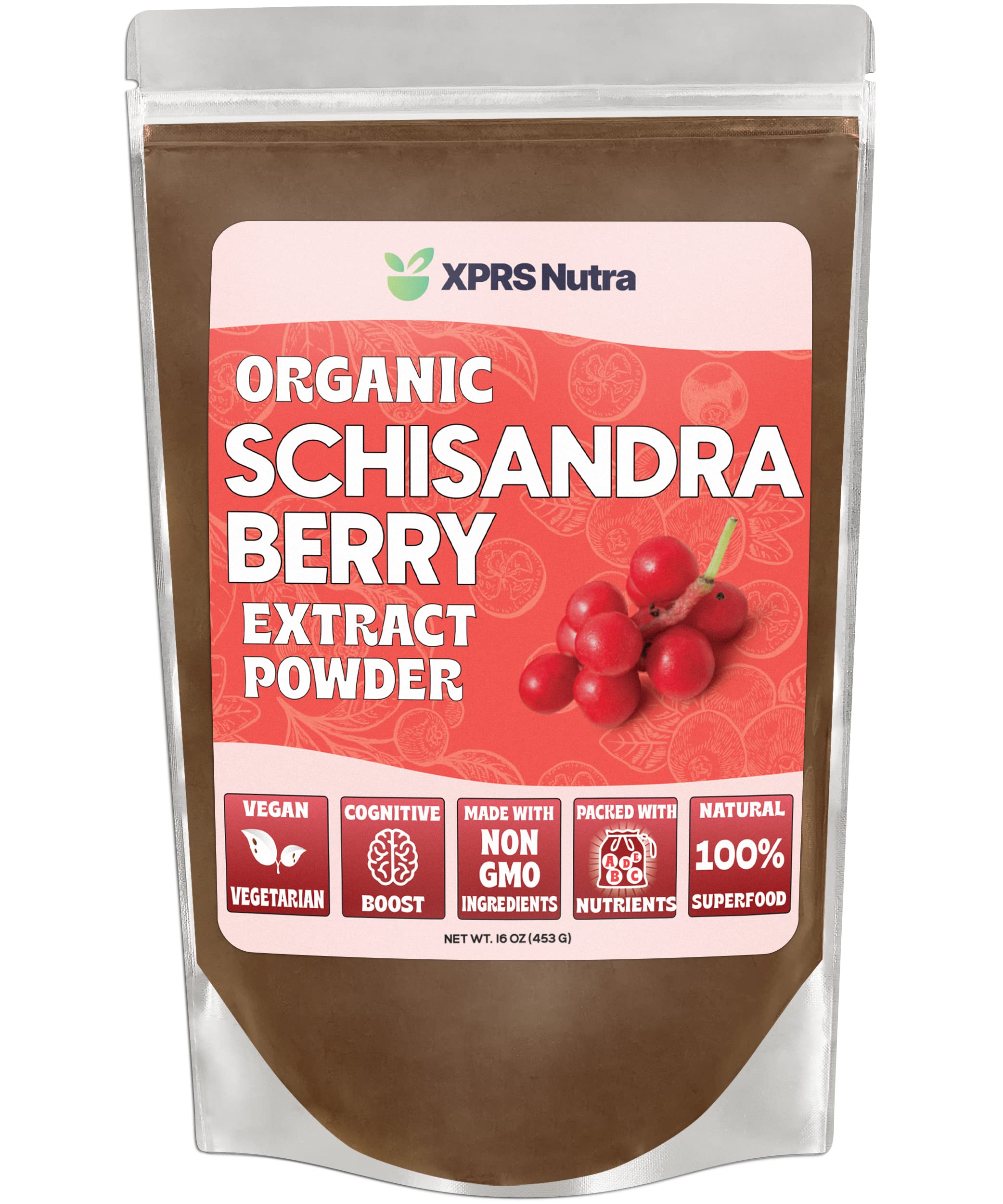 Organic Schisandra Berry Powder Extract - Premium USDA Certified Schisandra Powder for Brain Health, Immune Support & Energy Boost - Vegan Superfood Supplement (16 oz) - Perfect for Smoothies, Teas & Wellness Drinks