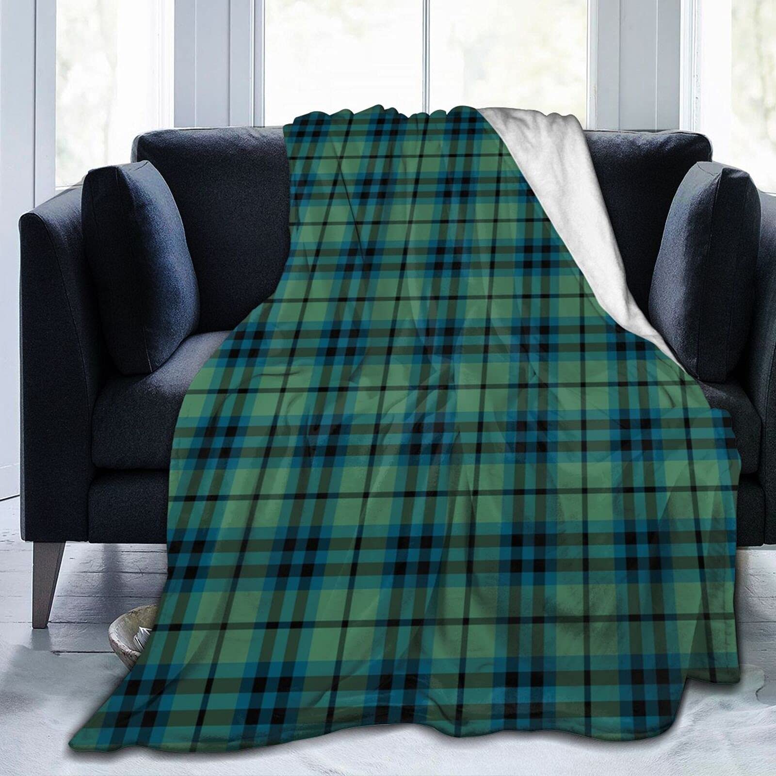 Clan Keith Light Green Ancient Scottish Tartan Fleece Blanket - Super Soft & Comfortable 80