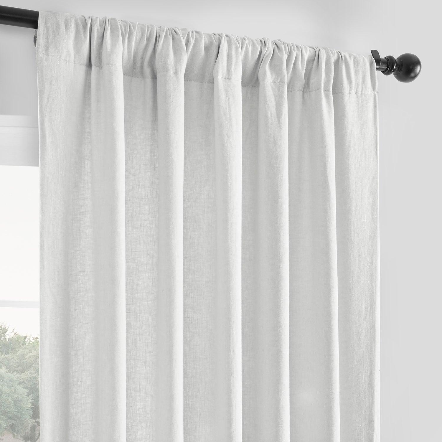 Premium French Linen Blackout Curtains - 100% Natural Linen Window Drapes for Bedroom & Living Room - Thermal Insulated Light Blocking Curtain Panels (White, 84 Inch) | Perfect for Home Decor, Nursery & Office Privacy