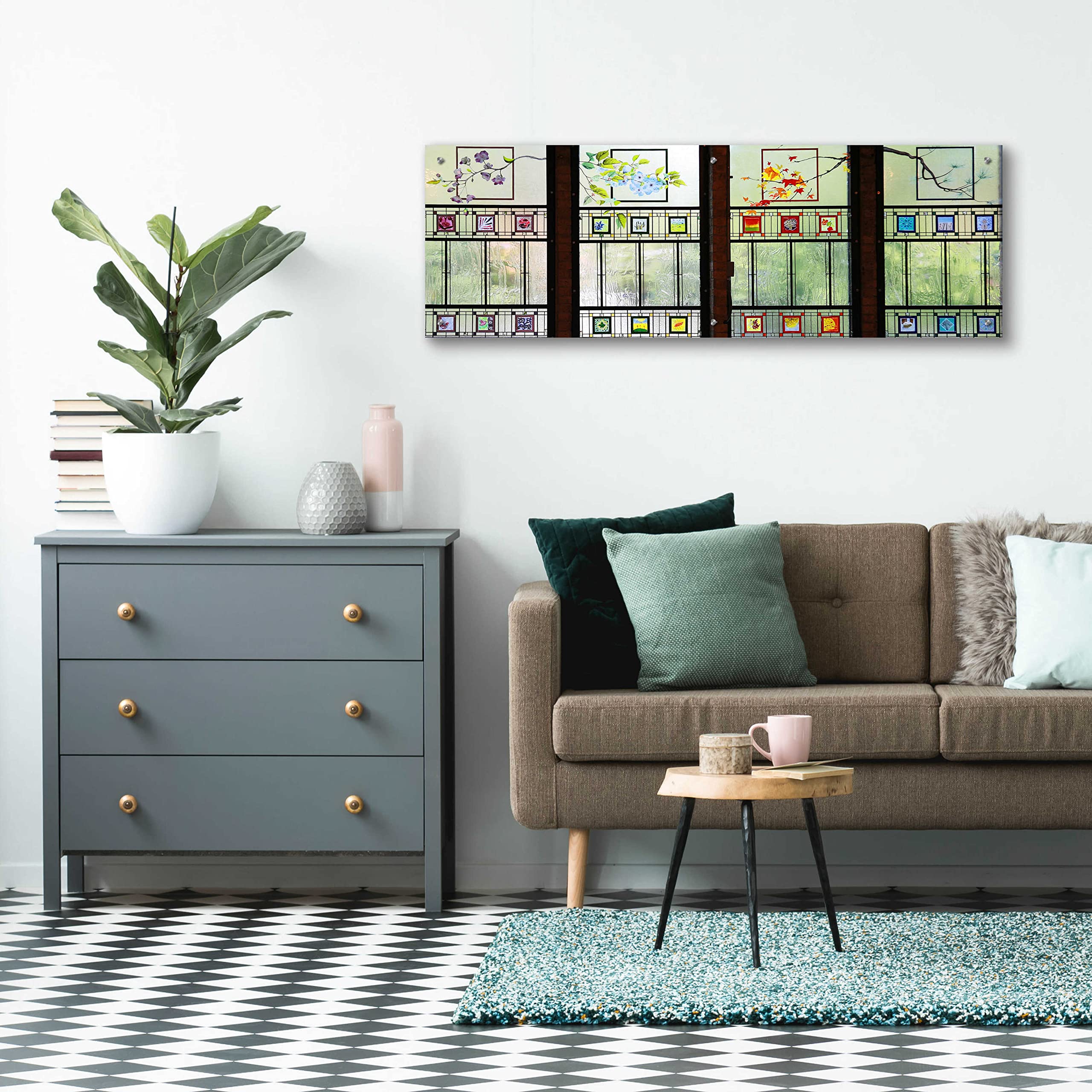 Epic Art 'Seasons' by Rita Shimelfarb - Stunning 48x16 Inch Acrylic Glass Wall Painting - Modern Home & Office Decor for Living Room, Bedroom, or Gallery Display