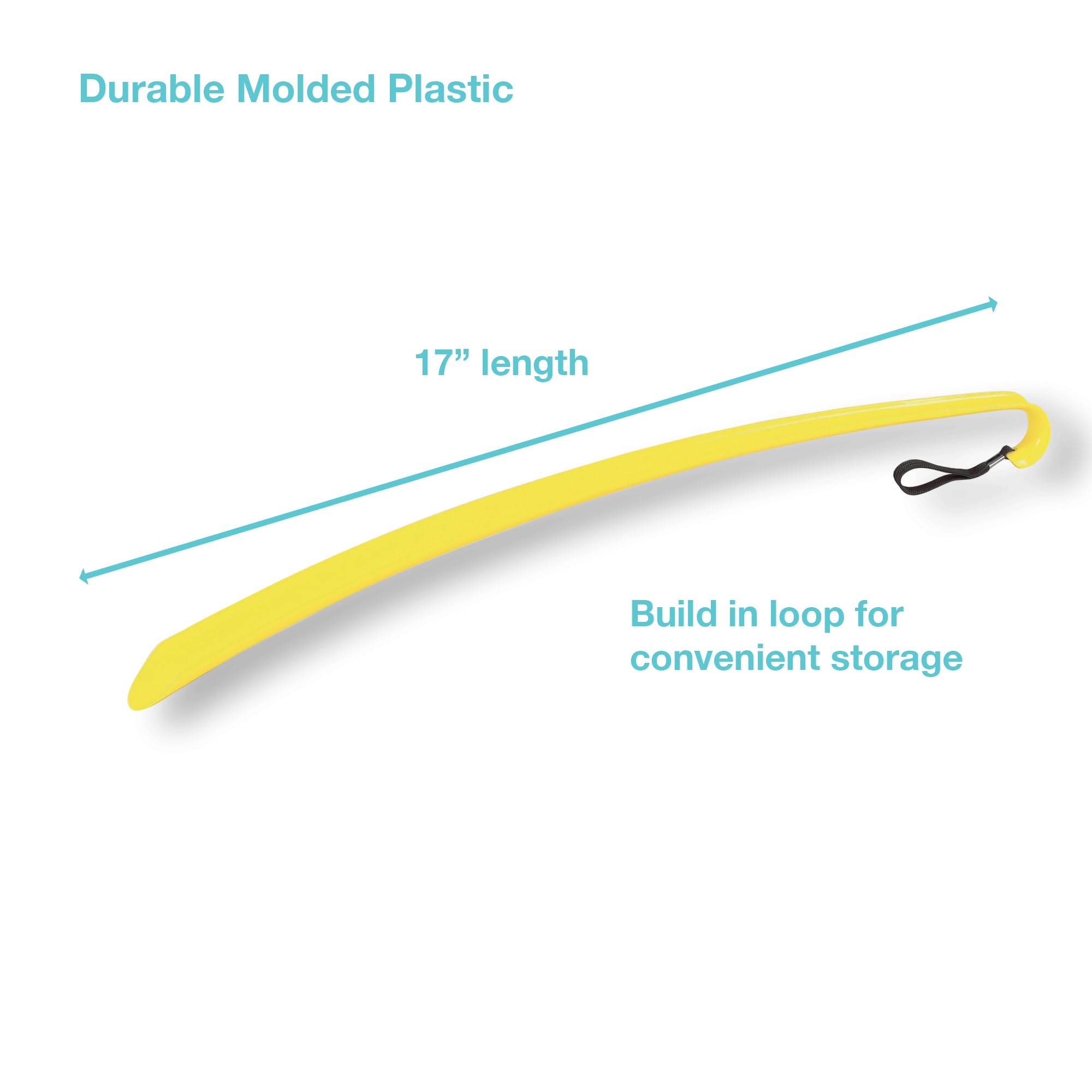 Homecraft 48223 Long Plastic Shoehorn with Curved Handle - Lightweight & Durable 16.5