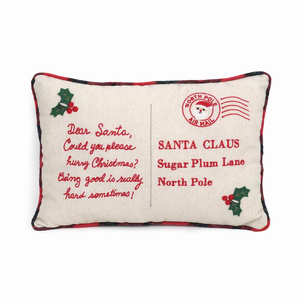 Dear Santa Accent Pillow - Festive Holiday Decorative Throw Pillow for Christmas Sofa, Bed & Home Decor