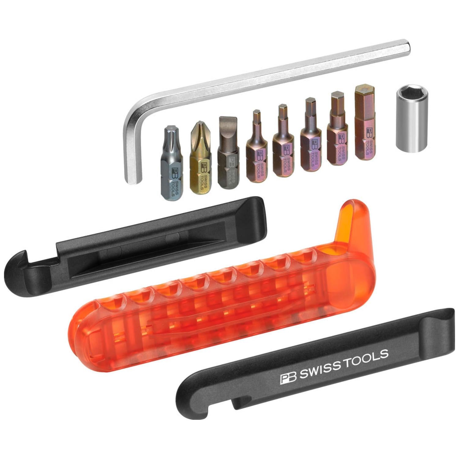 PB Swiss Tools PB 470.Red CBB BikeTool - 9-in-1 Pocket Multitool with Screwdrivers & Tire Levers | Compact Cycling Repair Kit for Road & Mountain Bikes
