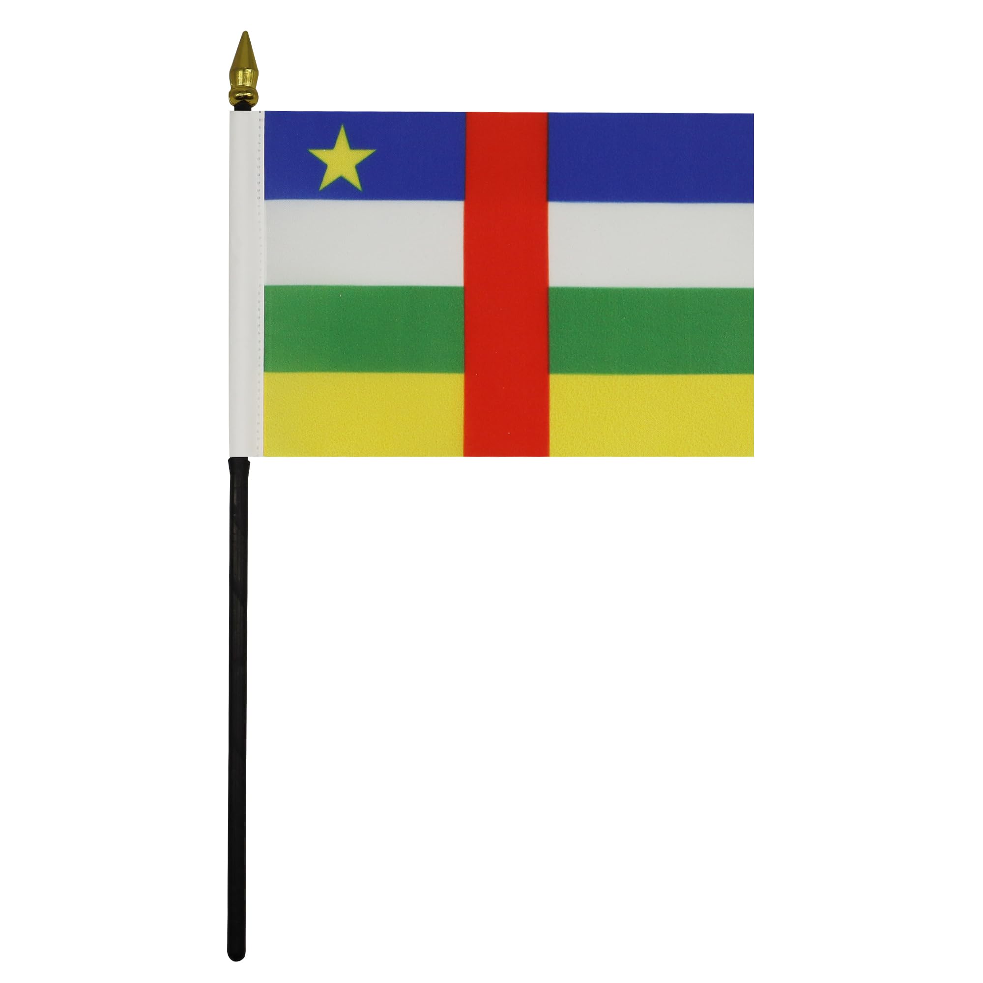 AZ FLAG - Central African Republic Mini Desk Flag 4'' x 6'' (15 x 10 cm) - 100% Polyester Small Table Flag with 10'' Golden Spear Pole - Perfect for Office Decor, International Events & African Culture Displays
