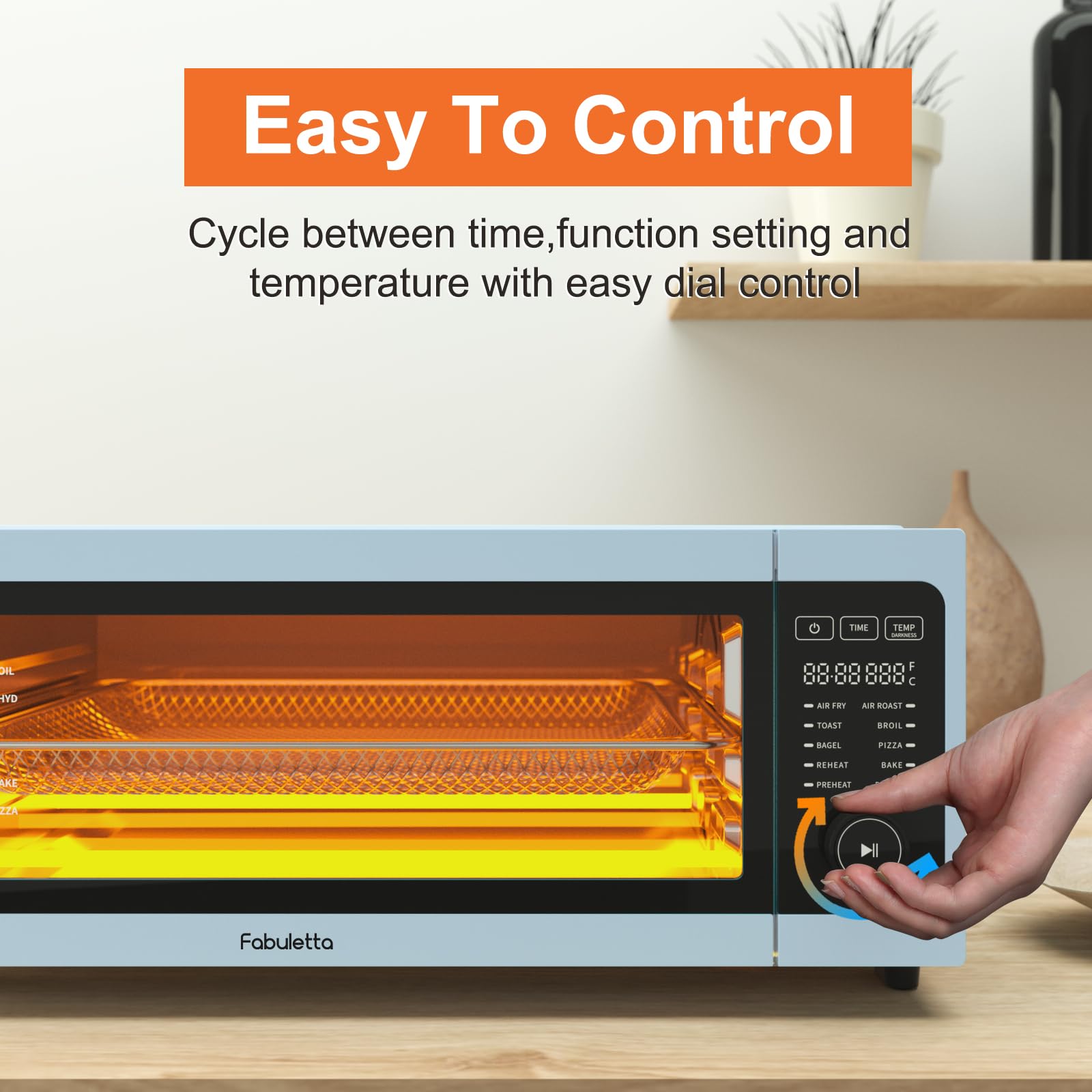 Fabuletta 10-in-1 Air Fryer Toaster Oven Combo - 1800W Countertop Convection Oven with Flip-Up Design for Space Saving | Oil-Free Cooking for 12