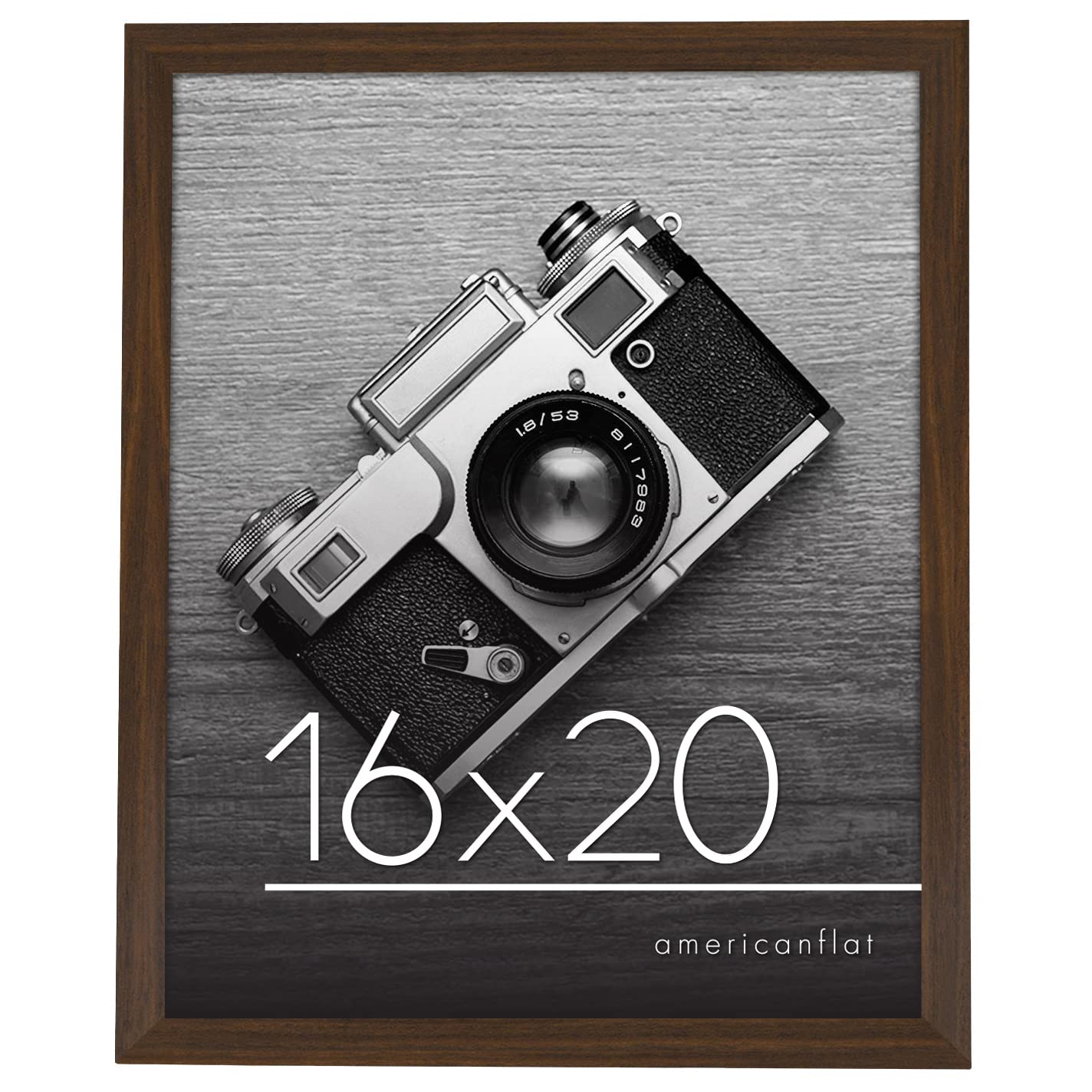 Americanflat 16x20 Wood Picture Frame - Walnut for Wall Display