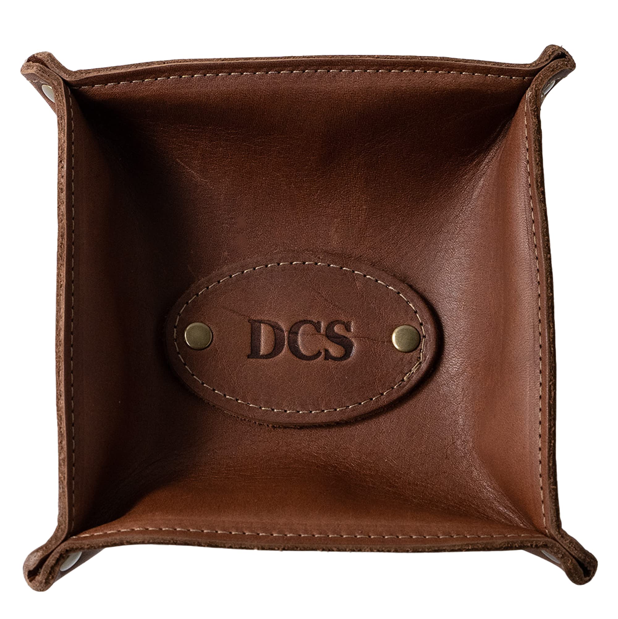Personalized Leather Desk Caddy by Holtz Leather Company - The Monticello-Brown | Premium Leather Organizer for Office, Home & Workspace | Perfect for Pens, Stationery & Desk Accessories