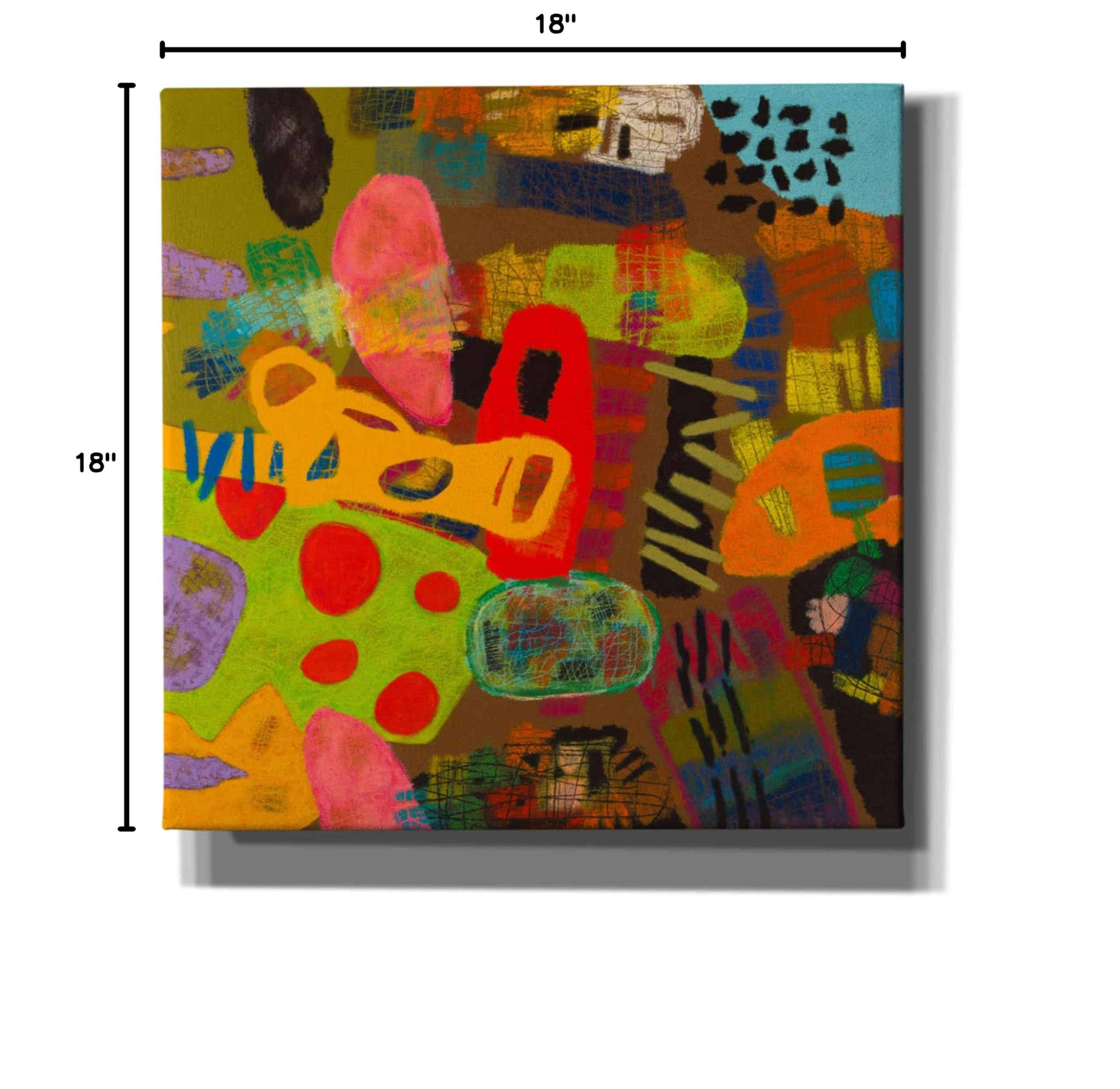 Epic Graffiti 'Conversations in the Abstract 19' by Downs - Premium Giclee Canvas Wall Art Print 18x18 Inches - Modern Abstract Graffiti Painting for Living Room, Bedroom & Office Decor