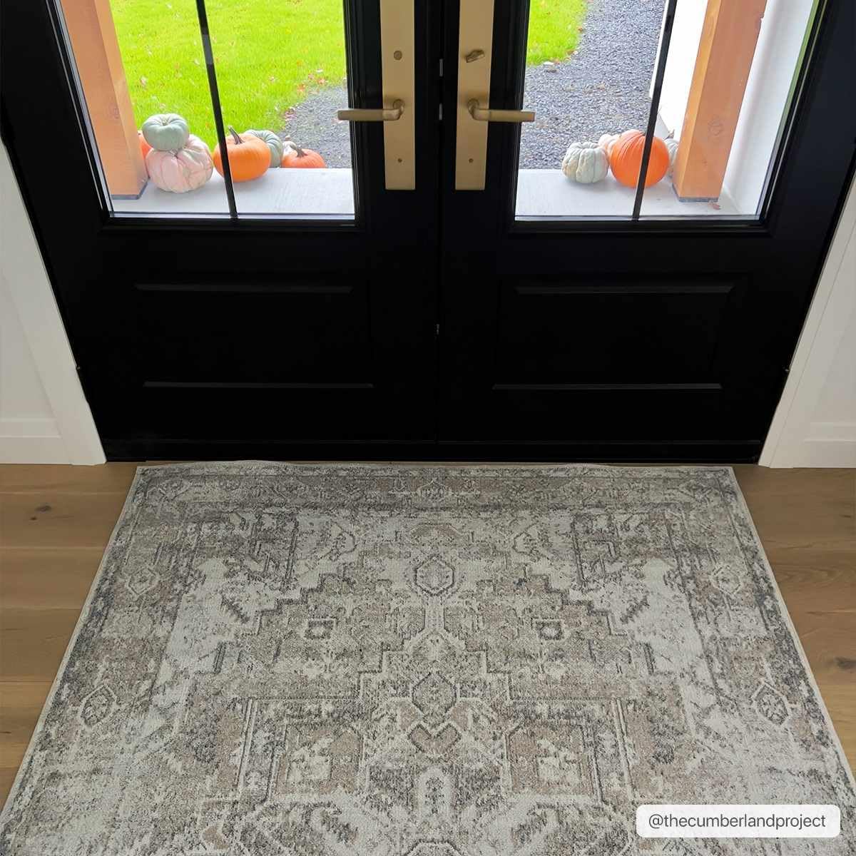Hauteloom Hera Washable Area Rug 2' x 3' - Soft Ivory & Blue Modern Rug for Living Room, Bedroom, Dorm - Machine Washable Low Pile Indoor Carpet for Home Decor