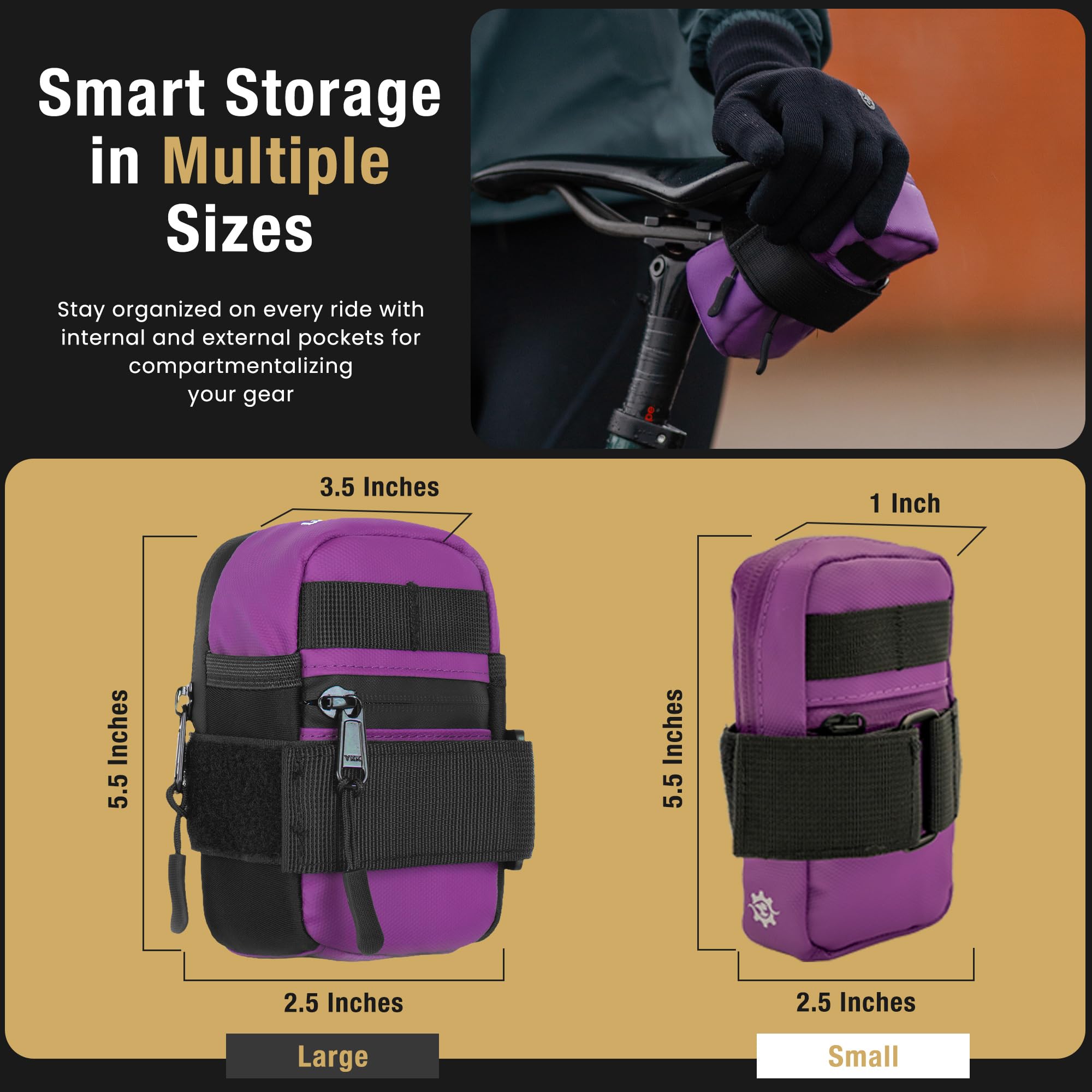 Lumiere & Co. Waterproof Bike Saddle Bag - Lightweight Bicycle Seat Bag for Road & Mountain Bikes - Compact Under Seat Storage for Tools, Phone & Essentials - Perfect for Commuting, Cycling & Outdoor Adventures