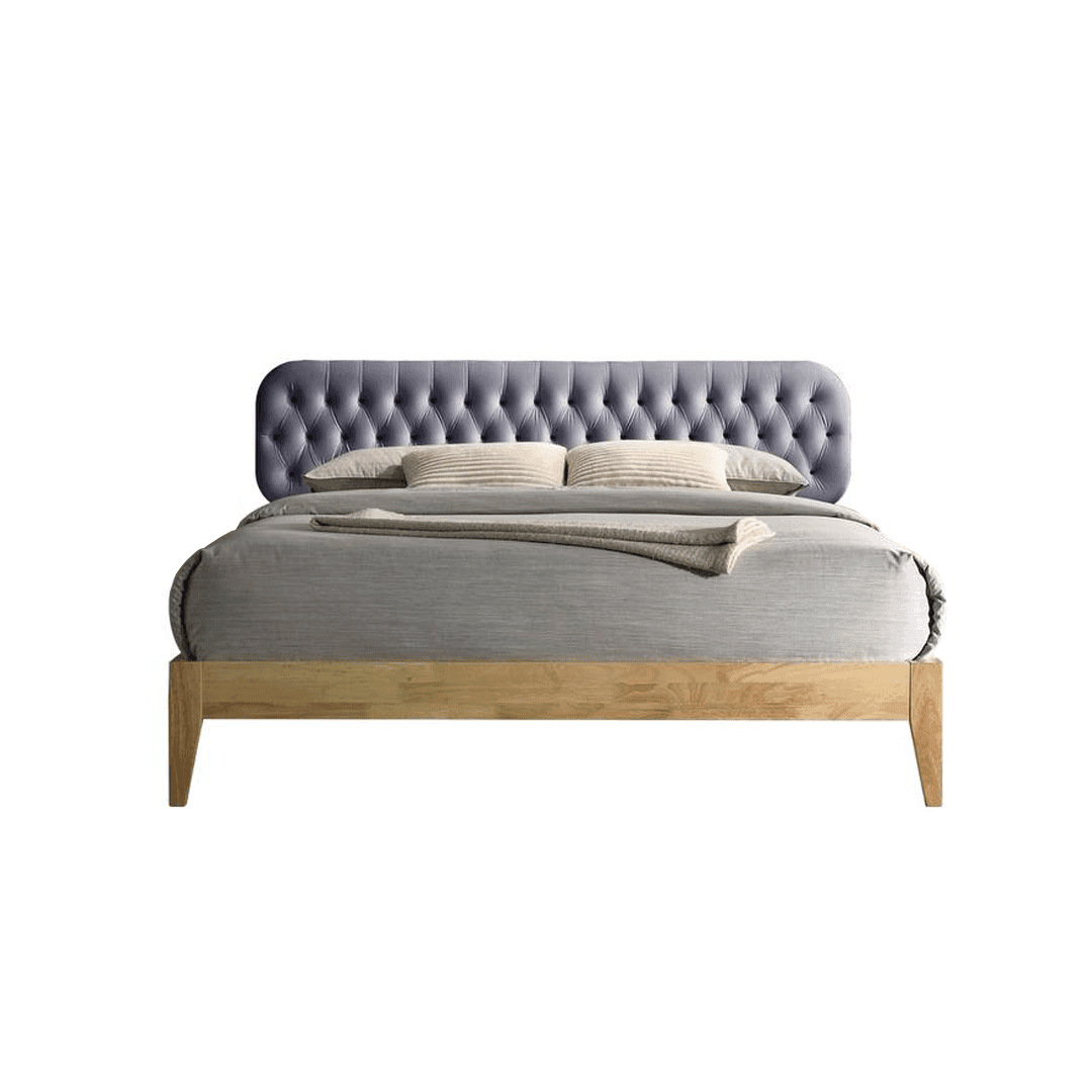 Elma Solid Wood Bed Frame - Queen Size, Sturdy & Elegant Design for Bedroom - Perfect for Modern, Rustic, or Farmhouse Decor