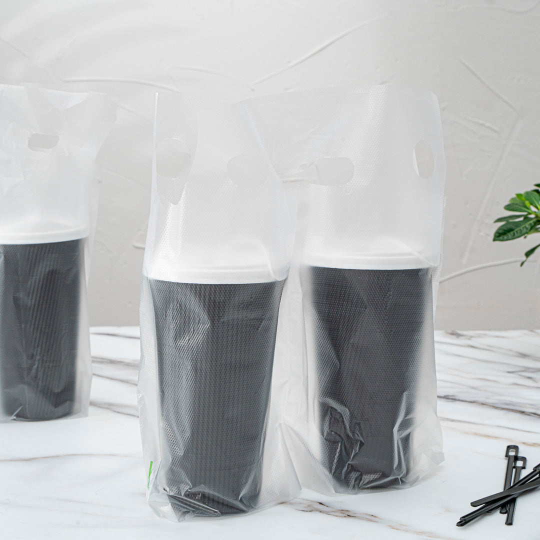 Clear Plastic Drink Carrier Bag - Holds 2 Cups (12.5